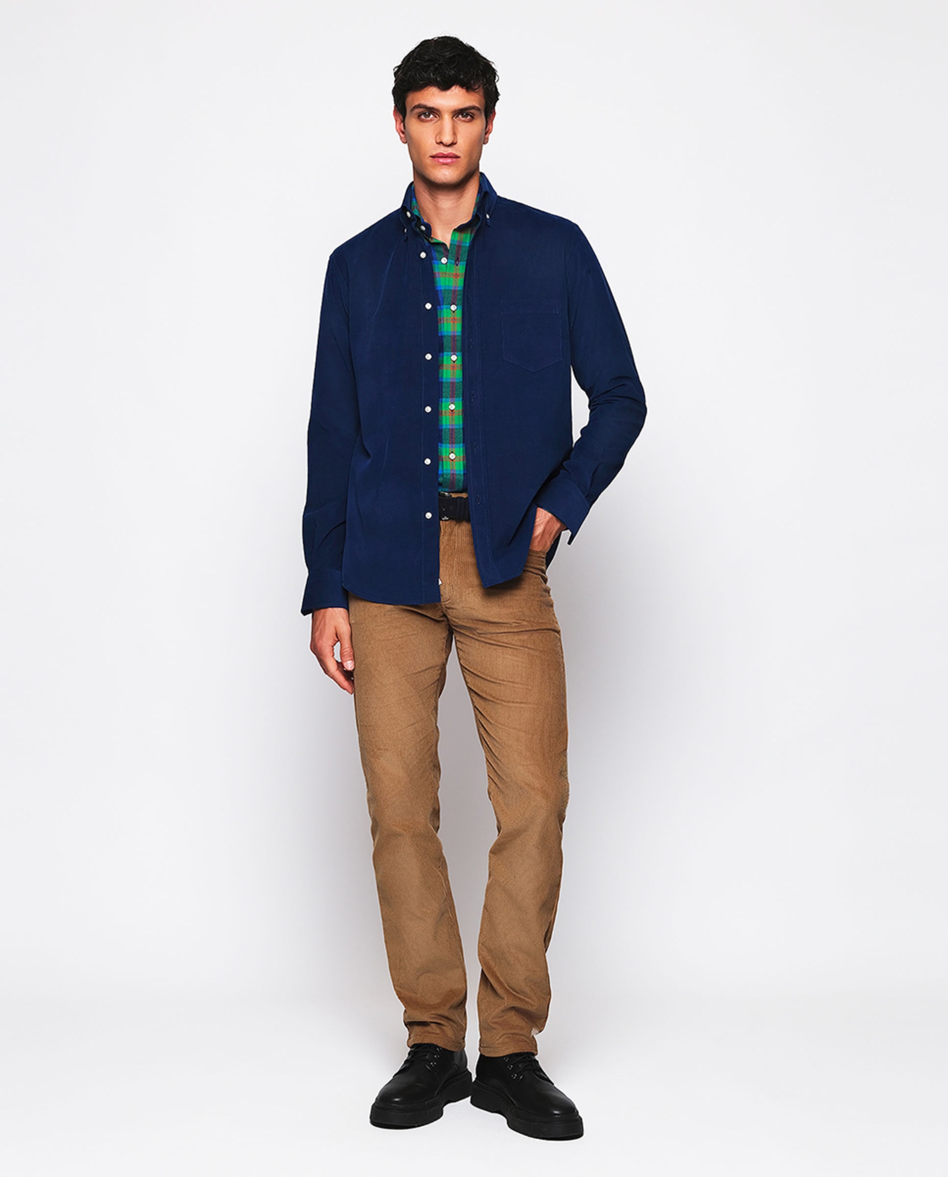 Casaco Entrançado com Botões Azul-índigo-4