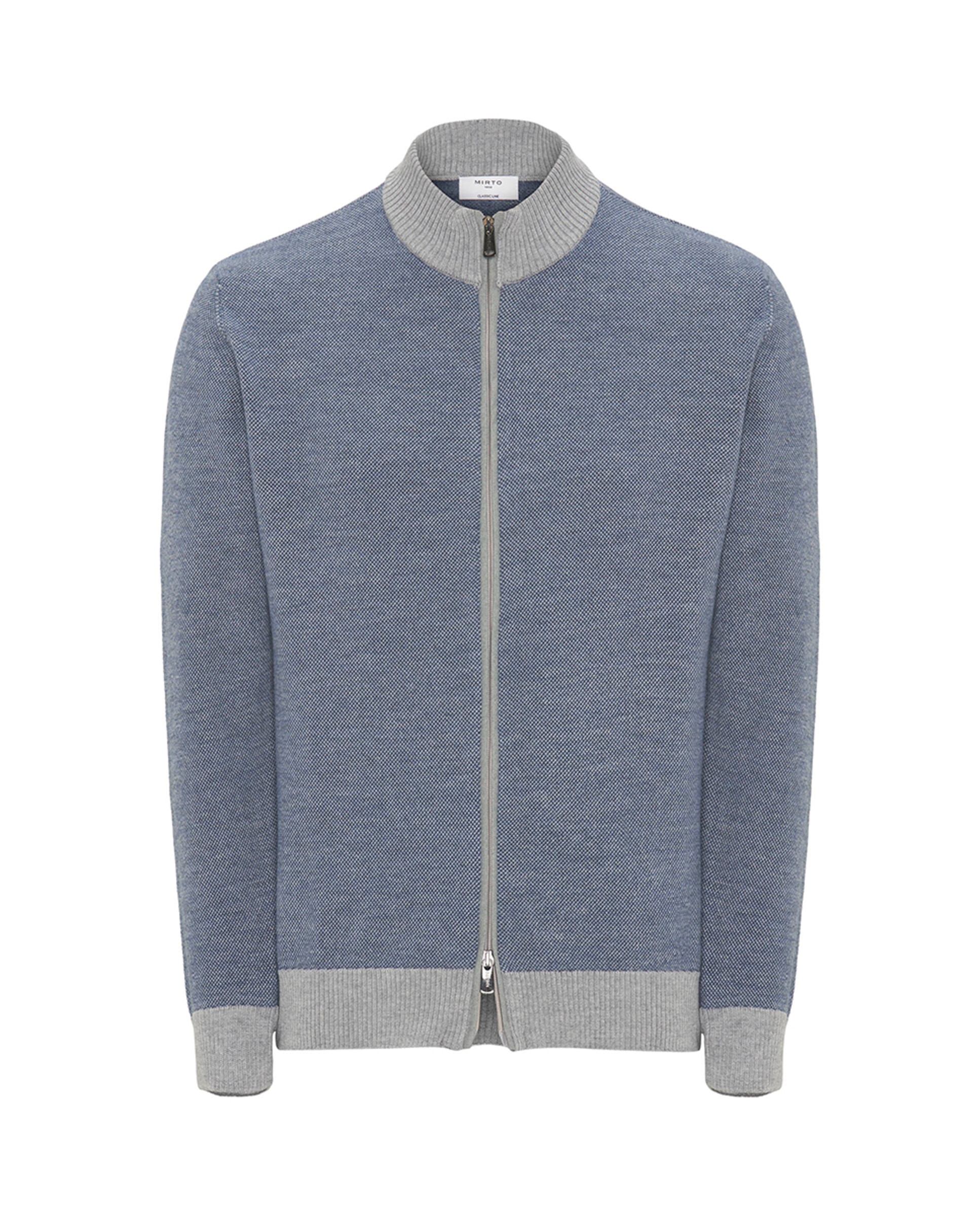 Casaco de Estrutura Melange com Fecho de Correr Azul-3