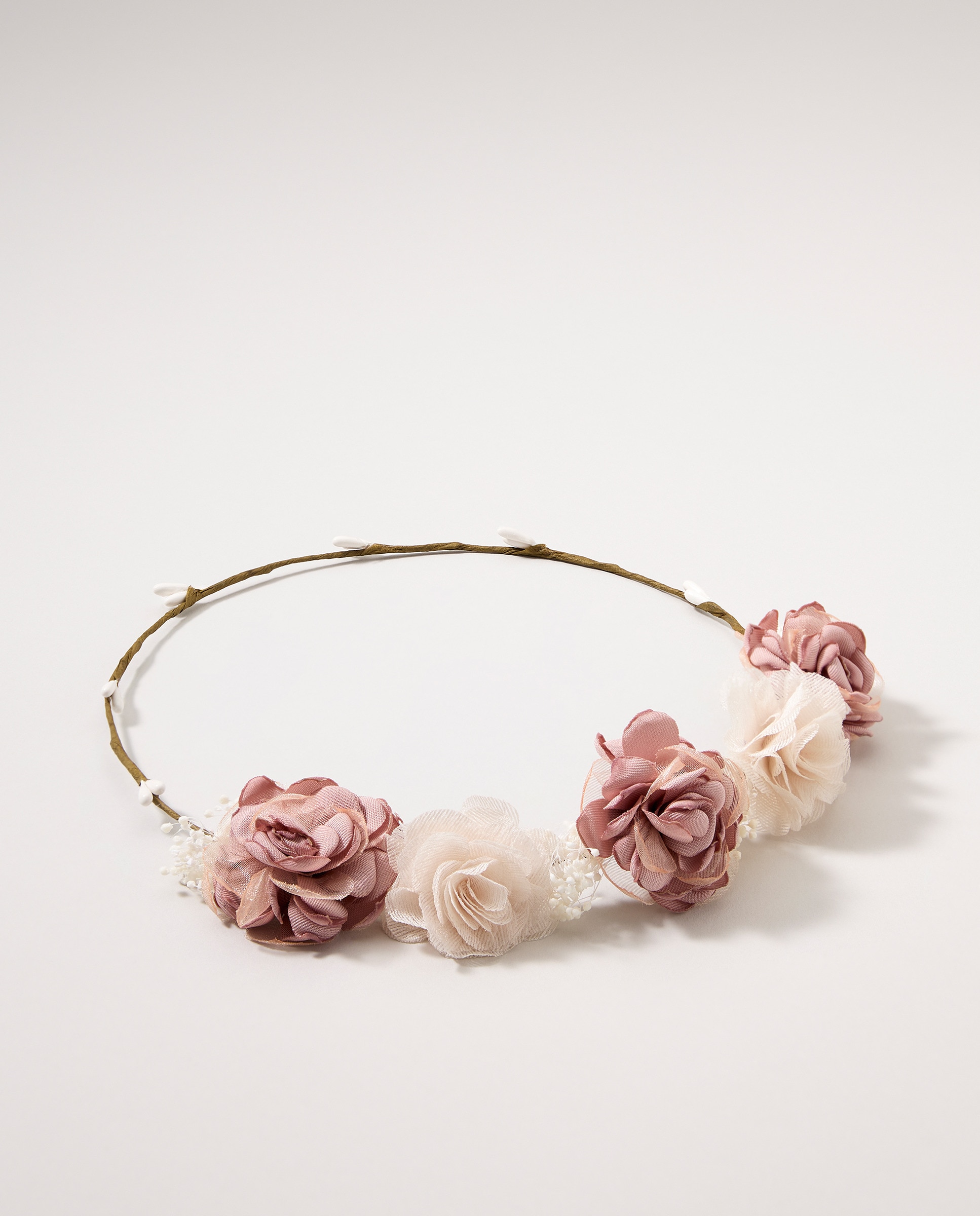 Coroa Média com Flores Românticas 220 Rosa Pálido-1