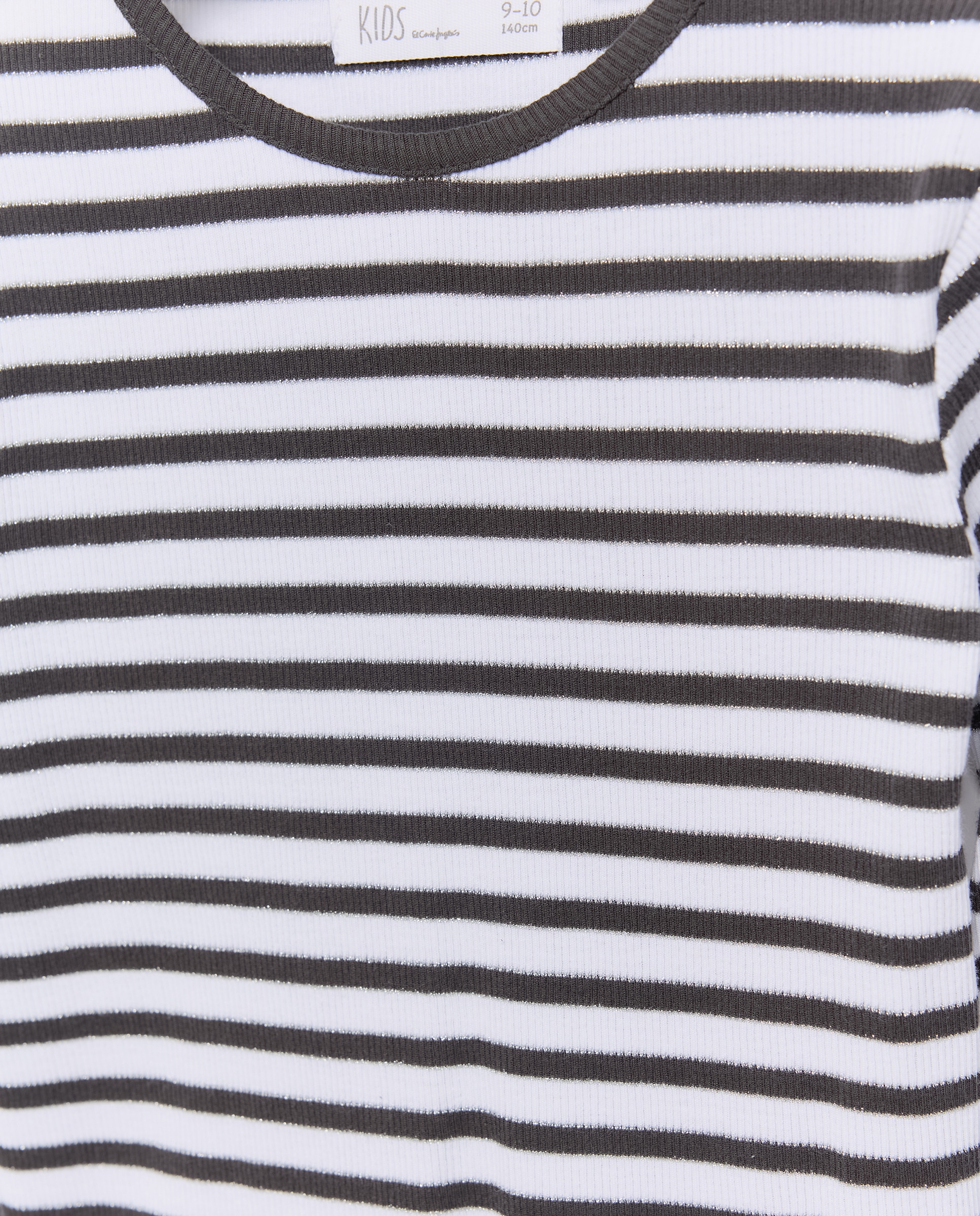 Camisola de Manga Comprida Canelada às Riscas com Fio Metalizado Kids El Corte Inglés Preto-5