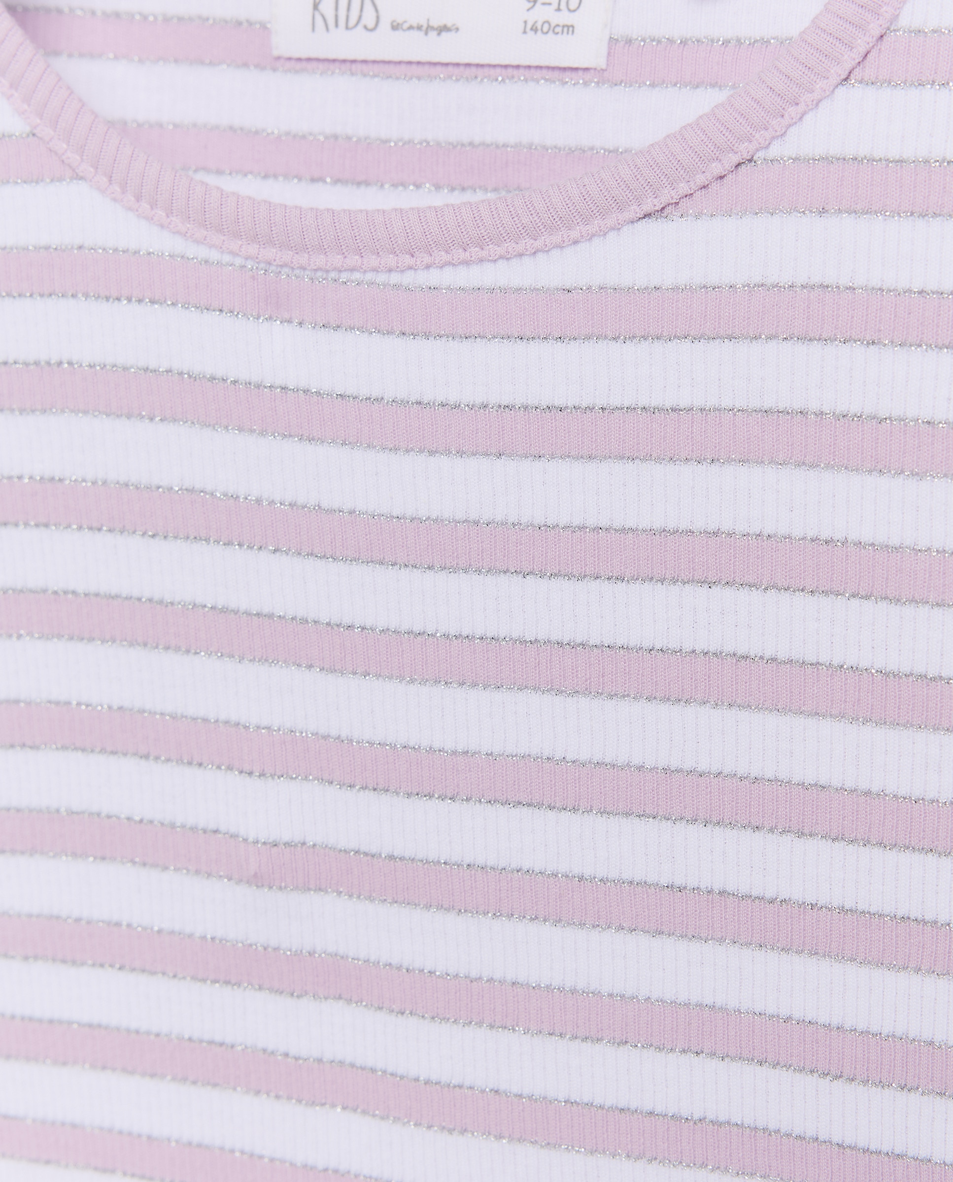 Camisola de Manga Comprida Canelada às Riscas com Fio Metalizado Rosa-5