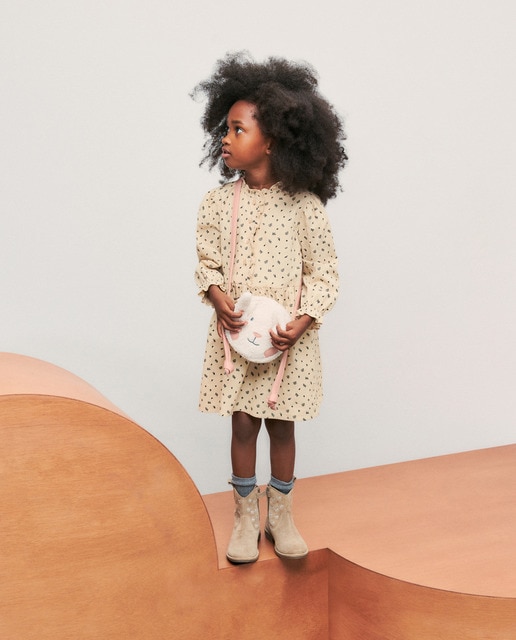 Imagem 0 de Vestido de Bombazina Fina com Manga Comprida e All Over Print