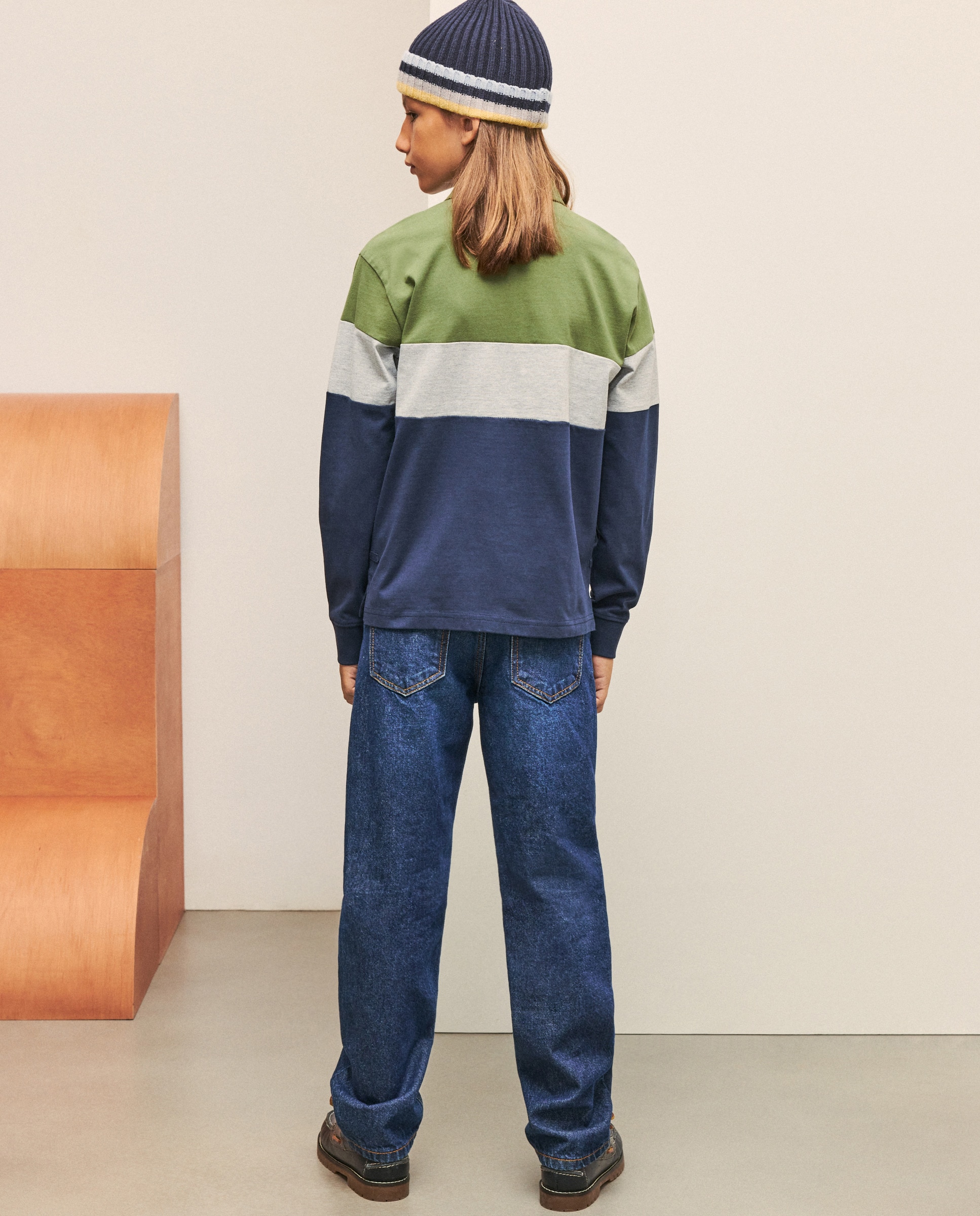 Polo de Manga Comprida com Cortes Branco-3