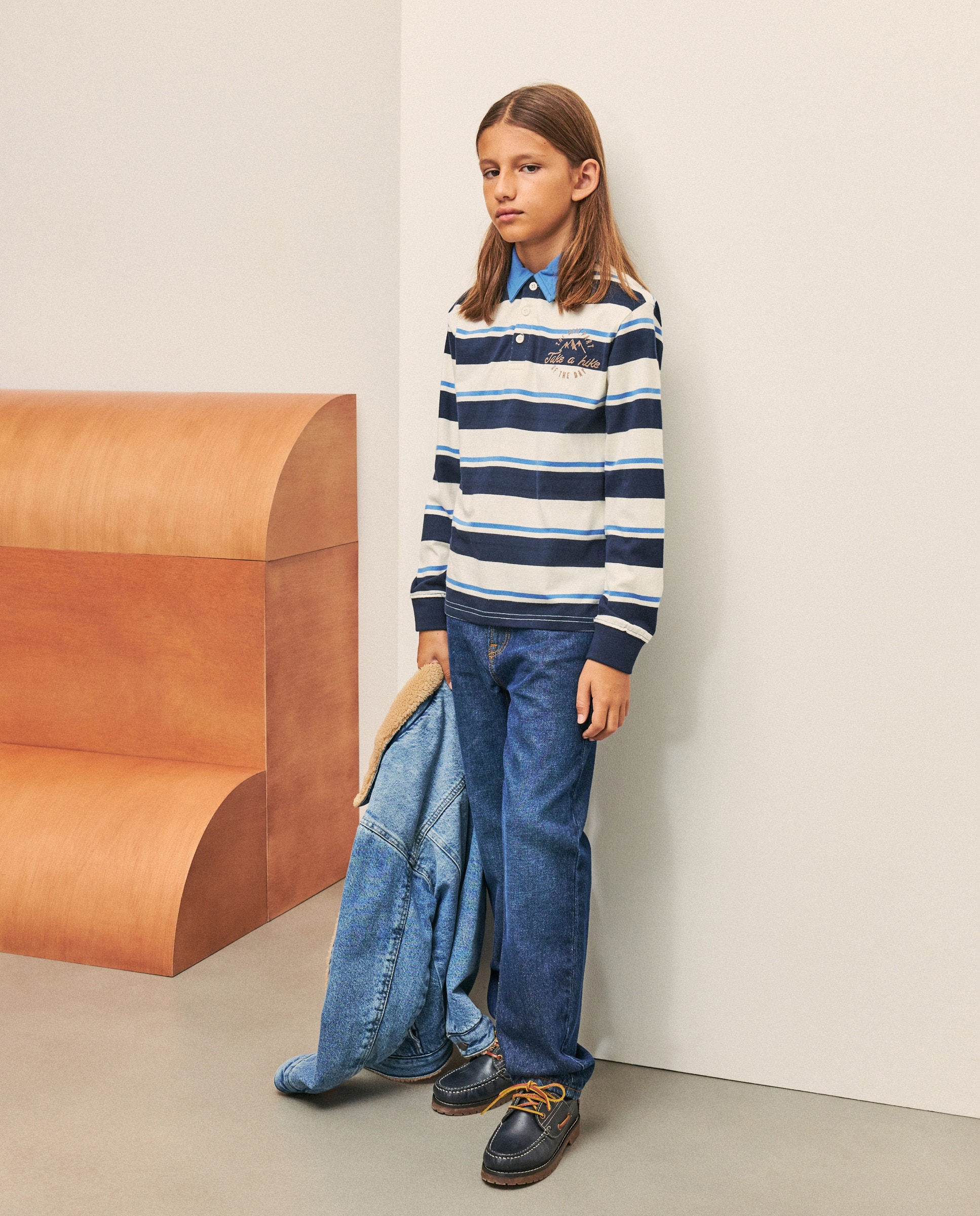 Imagem 0 de Polo de Manga Comprida com Risca Fina