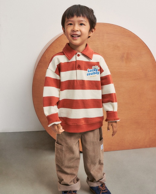 Imagen 0 de Sudadera rayas con cuello polo de niño