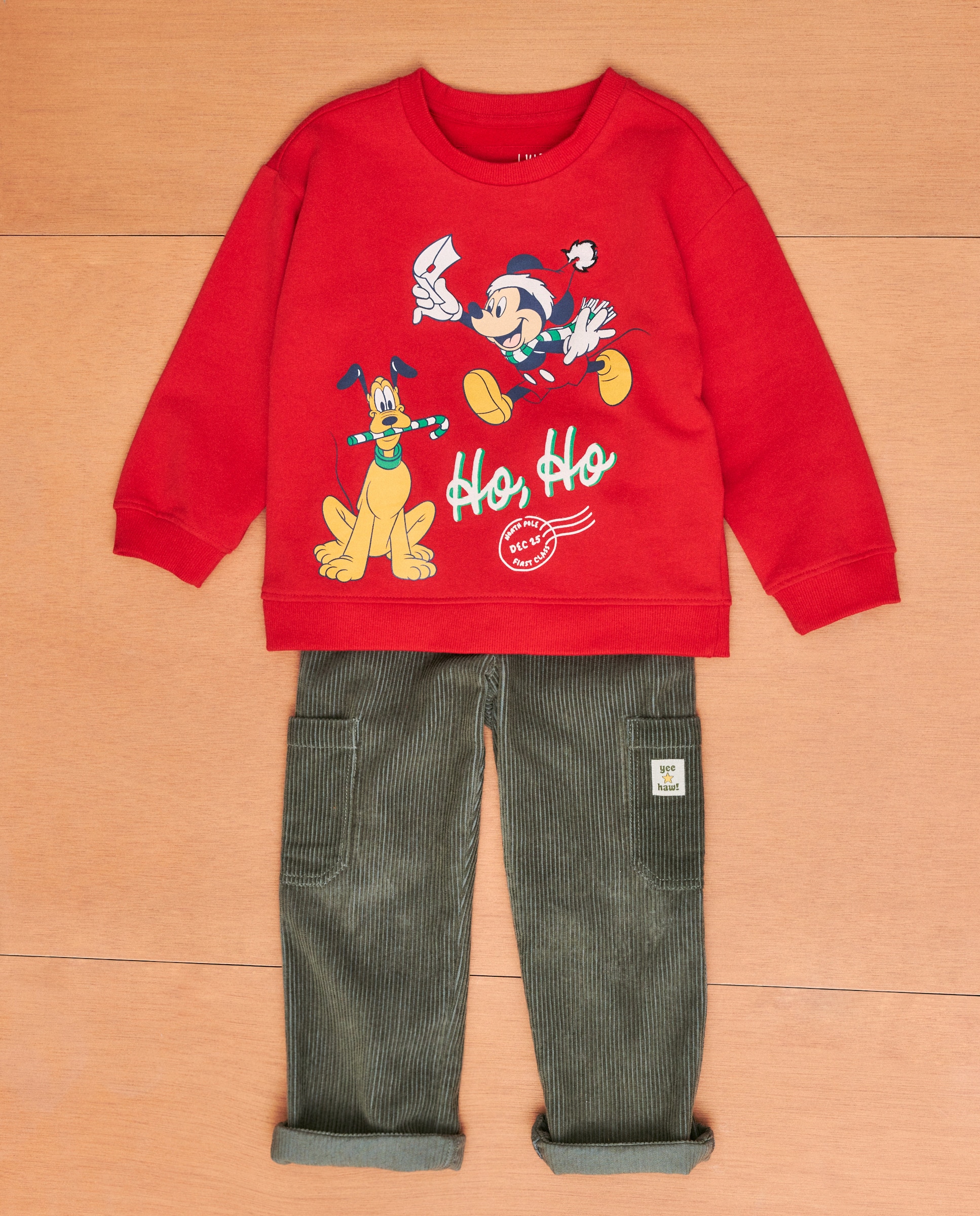 Sweatshirt de Gola Redonda e Estampado de Fantasia Mickey Fechada Vermelho-3