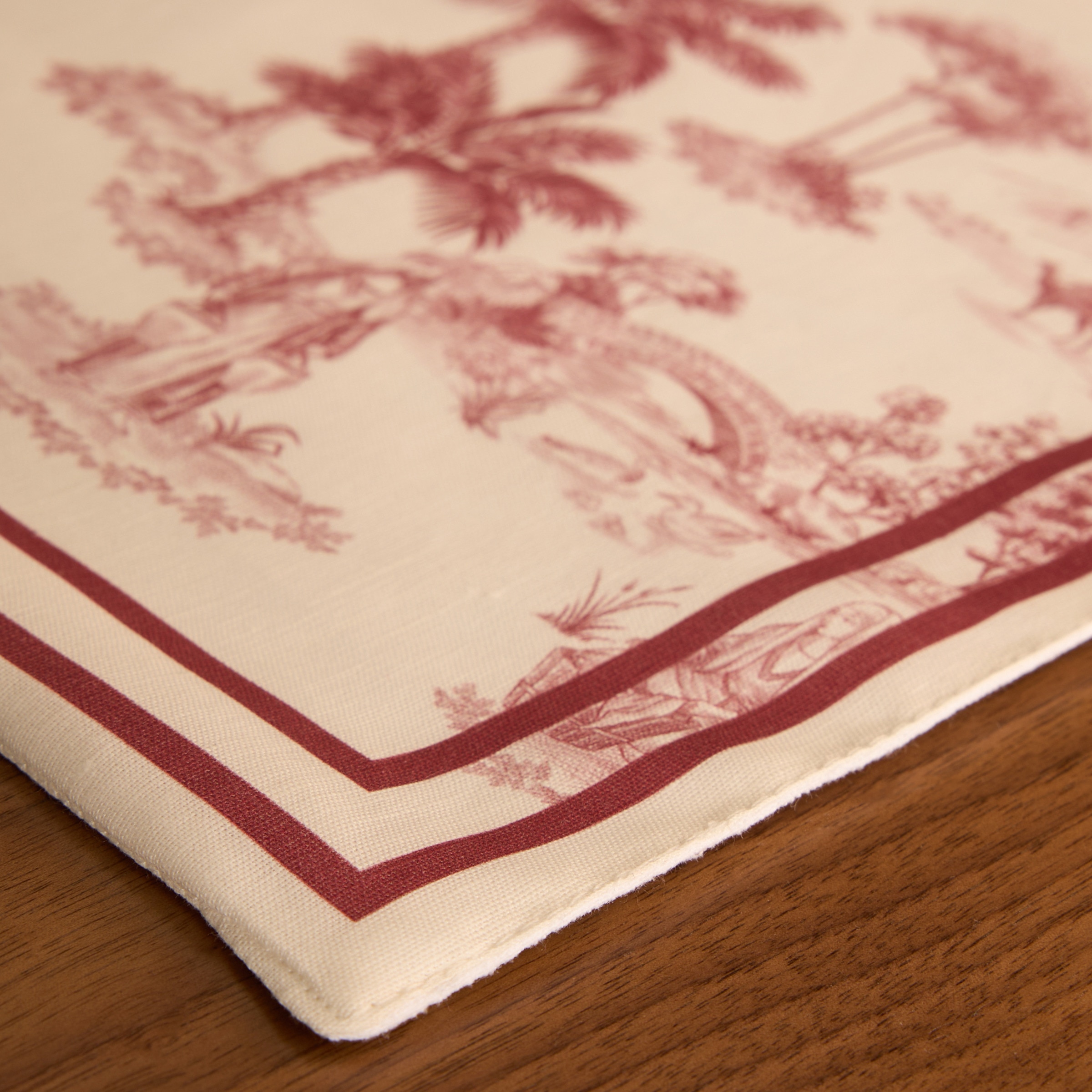 Individual de Linho e Algodão Oriente Grená-3