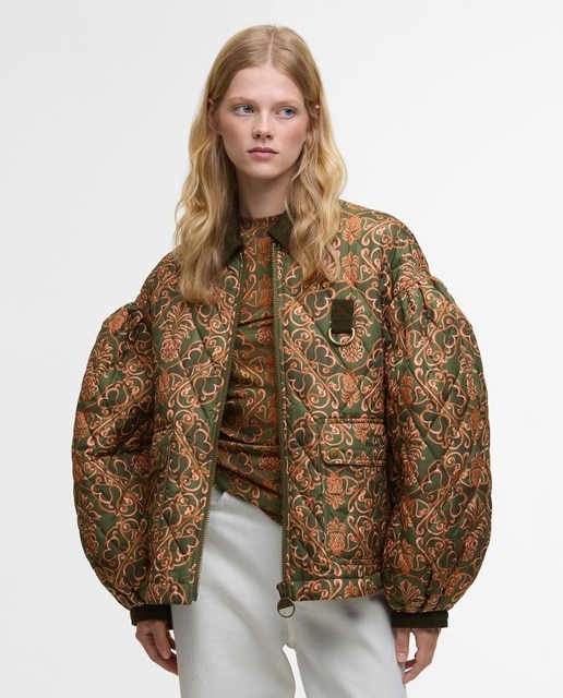 Imagen 0 de Chaqueta corta acolchada con rombos y exterior con estampado