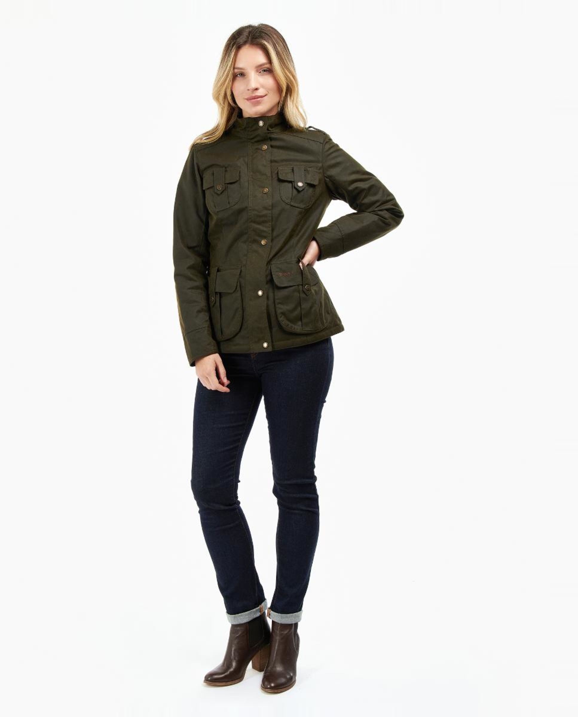 Chaqueta estilo encerado de cuatro bolsillos con charreteras - Barbour - Verde Verde-9