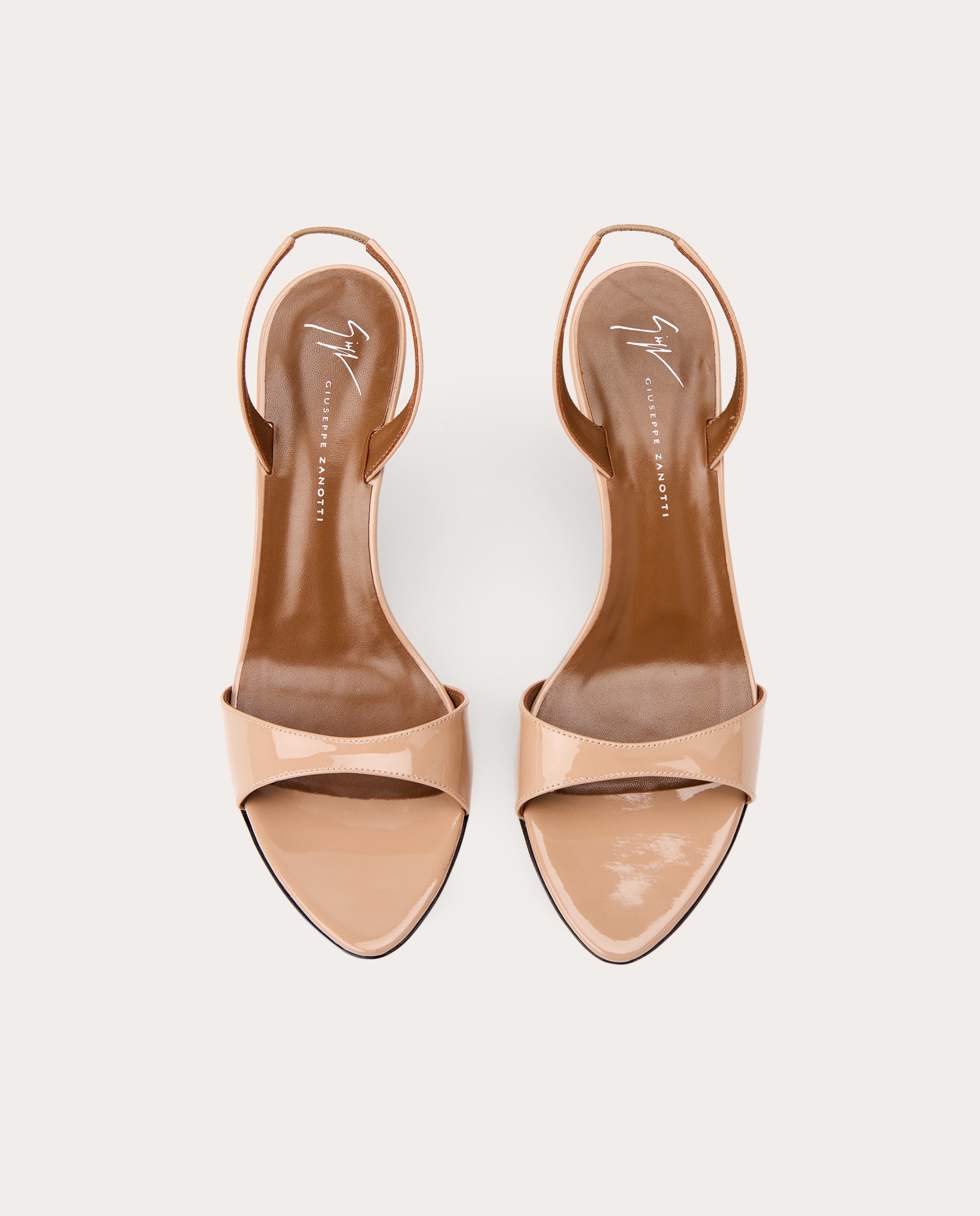 Sandalias de tacón de charol - Beige Beige-4