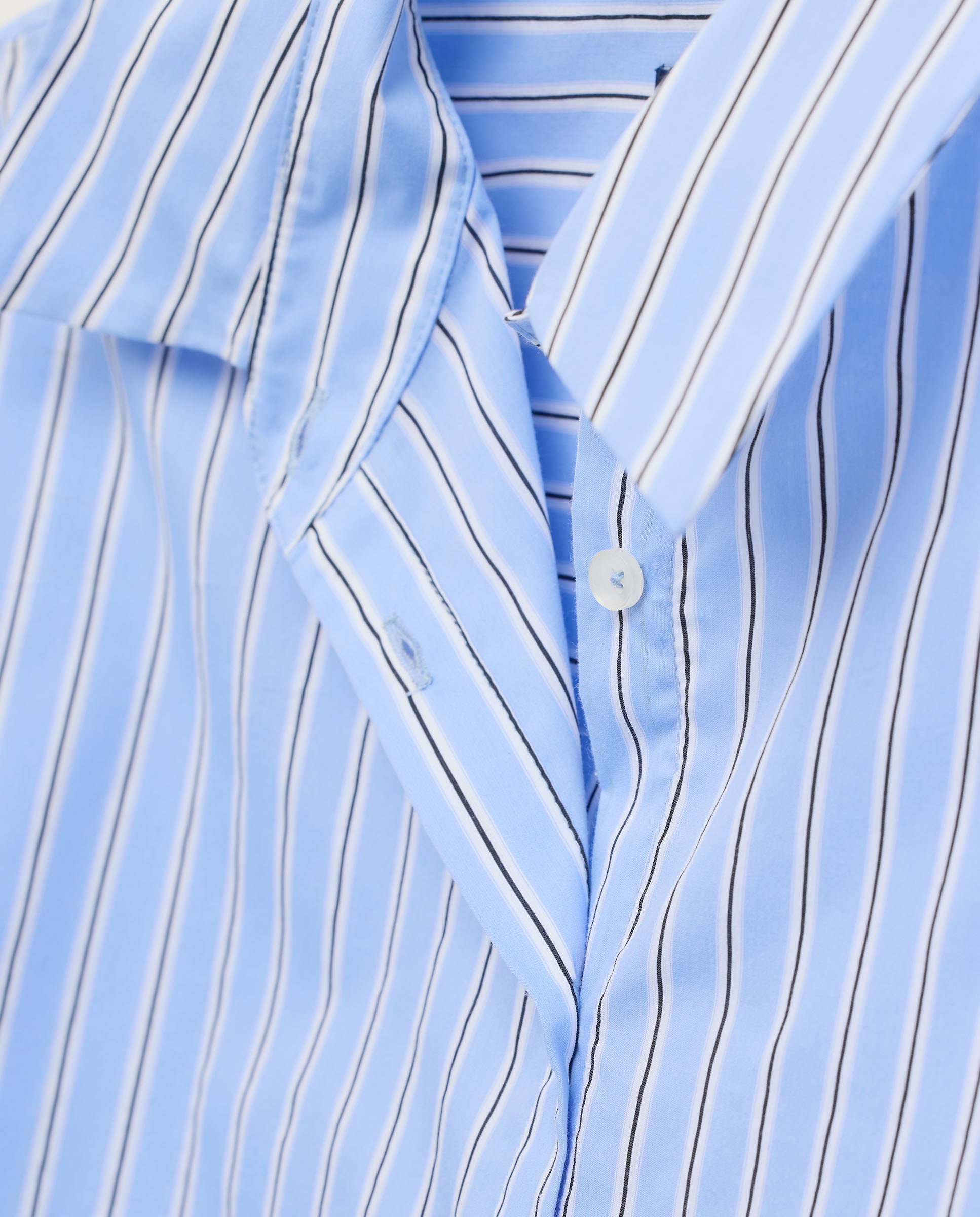 Camisa de Manga Comprida com Estampado às Riscas Azul-5