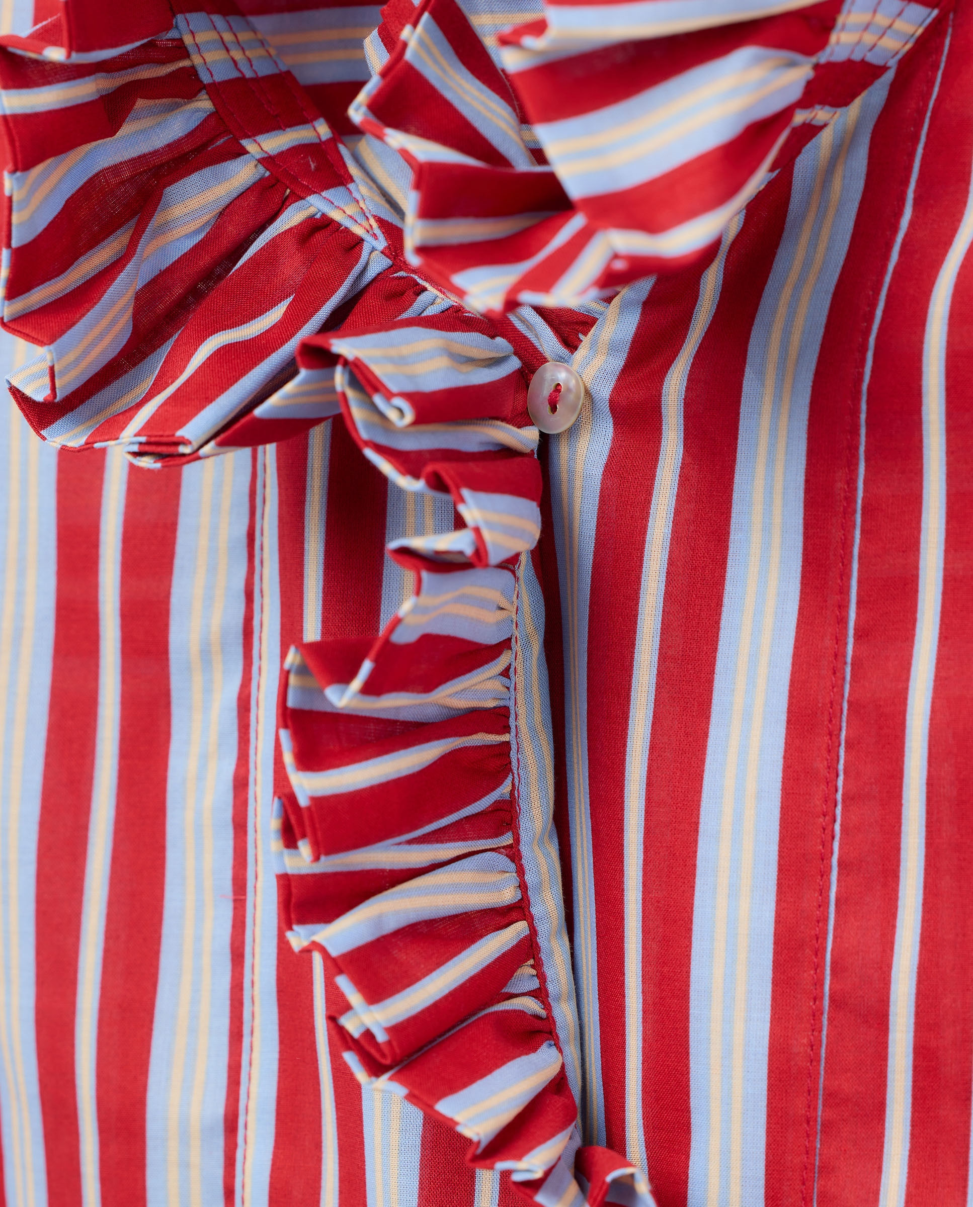 Blusa às Riscas com Folho - Vermelho Vermelho-6