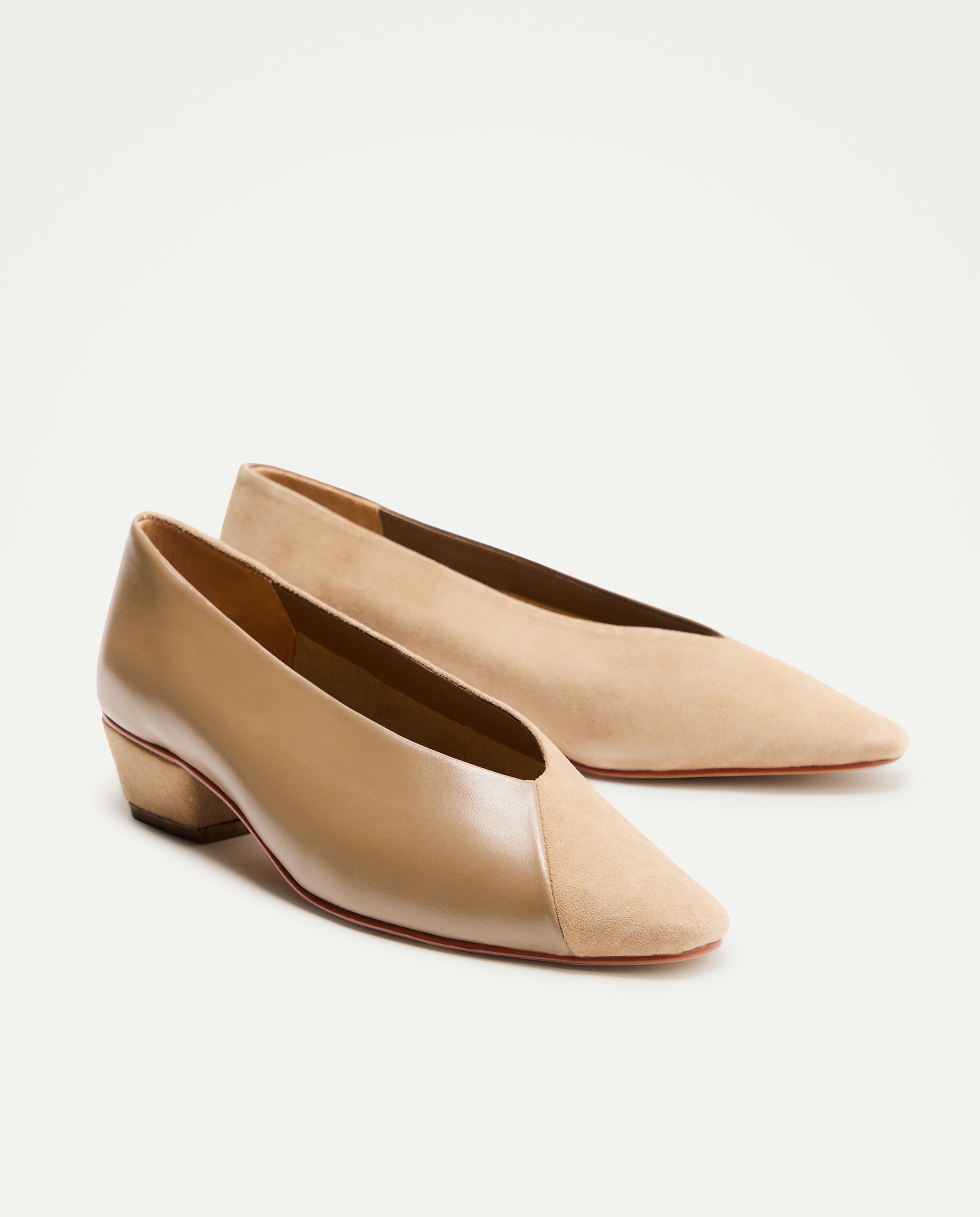 Bailarina de mujer de tacón bicolor Beige-2