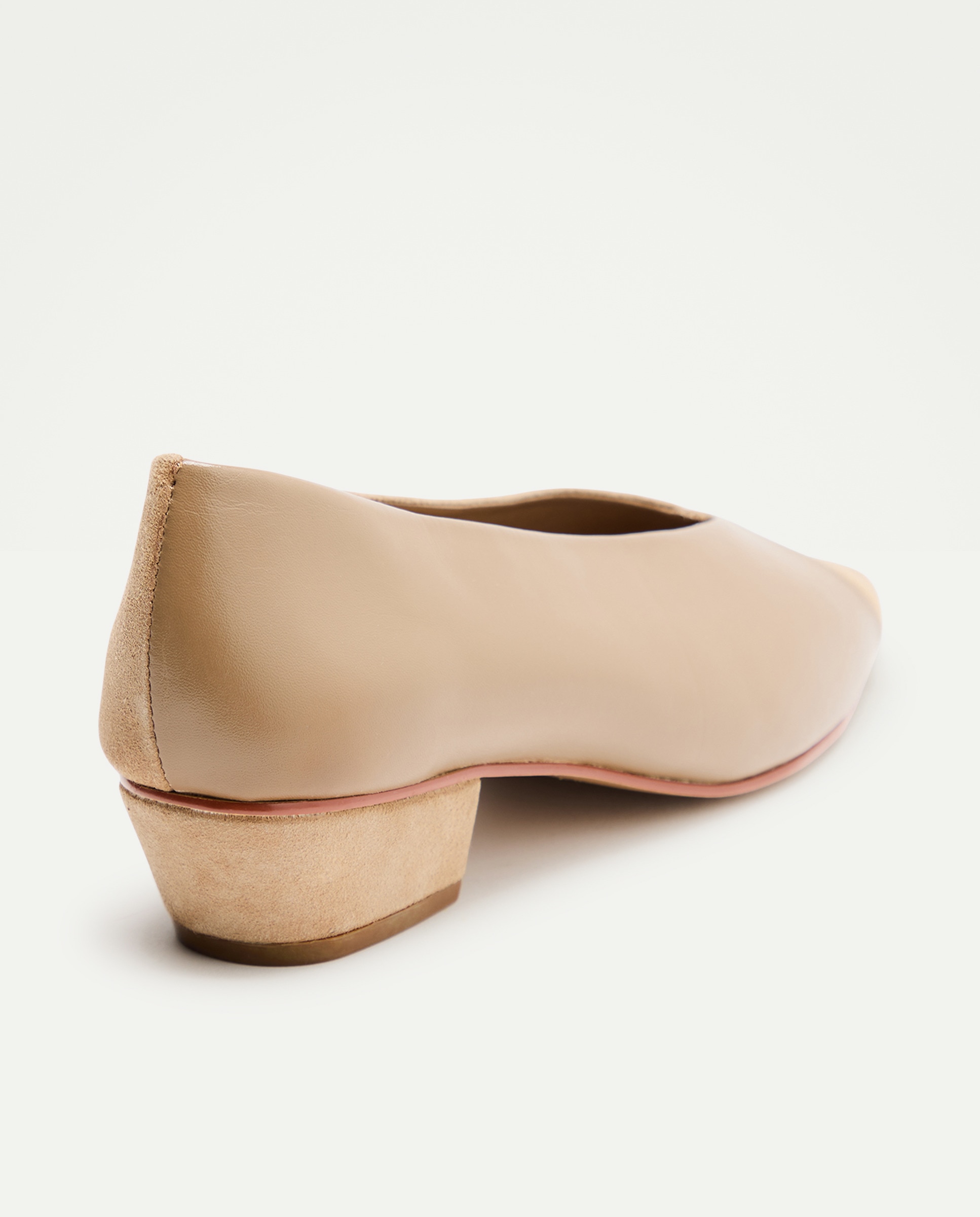 Bailarina de mujer de tacón bicolor Beige-3