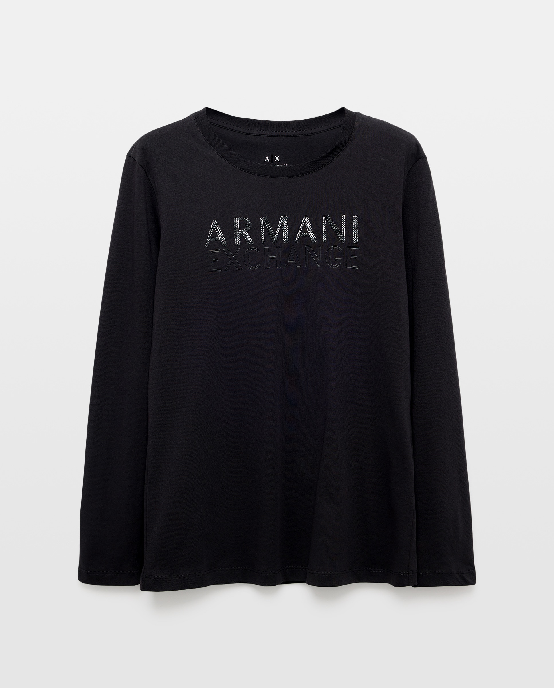 Camiseta de mujer manga larga con logo en lentejuelas · Armani