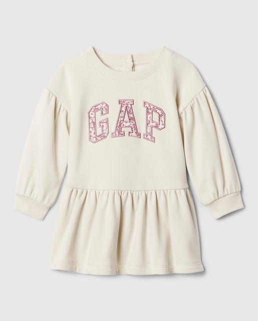 Imagen 0 de Vestido de bebé niña con cuello redondo, manga larga y logotipo de la marca en la parte delantera