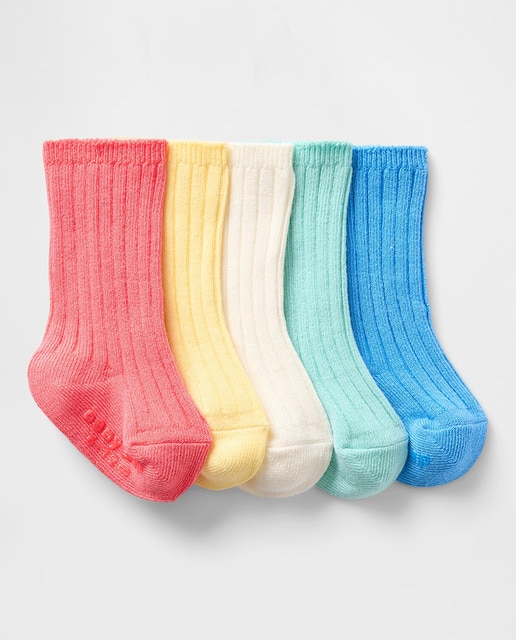 Imagen 0 de Pack de 5 calcetines de canalé para bebé con diseño de arcoíris