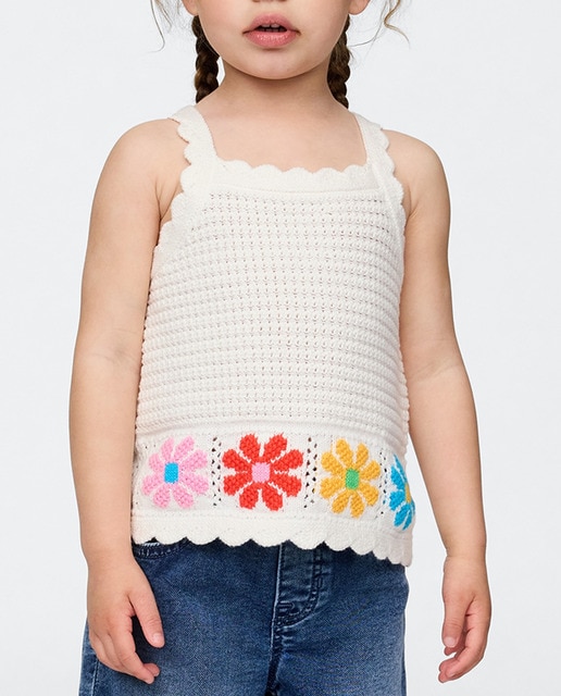Imagen 0 de Camiseta sin mangas de ganchillo festoneada para bebés y niñas pequeñas