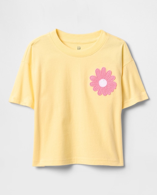 Imagen 0 de Camiseta de algodón suave cuello redondo de bebé niña