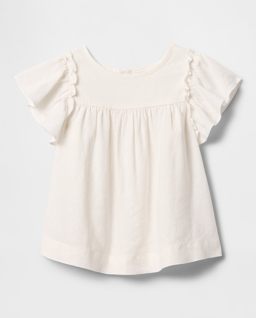 Imagen 0 de Blusa de lino con mangas onduladas de bebé niña
