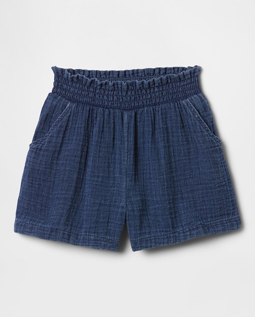Imagen 0 de Pantalones cortos de algodón liso con cintura elástica de niña
