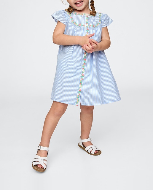 Imagen 0 de Vestido con botones y detalle de flores bordadas