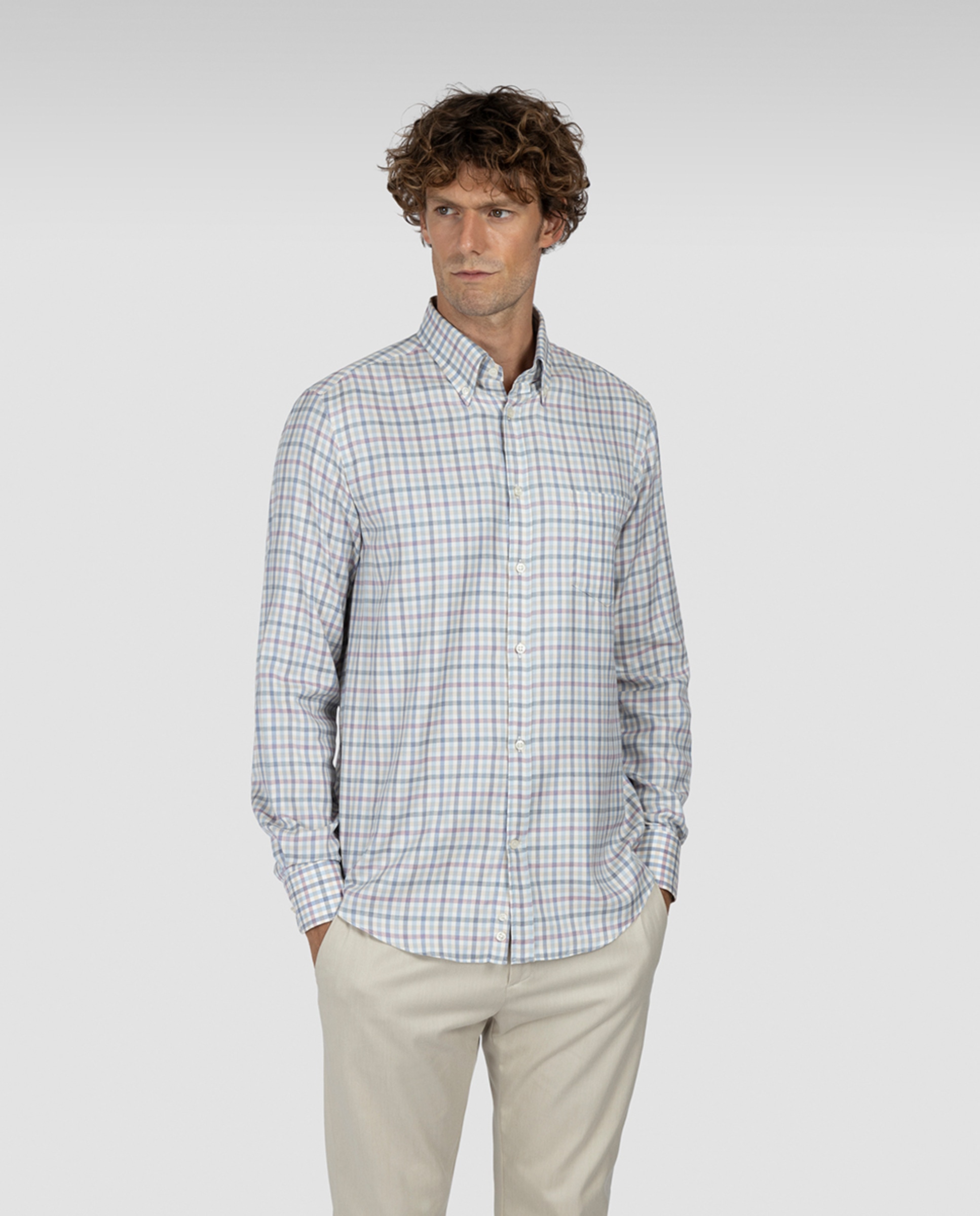 Imagem 0 de Camisa Casual de Manga Comprida com Botão na Ponta Tamanhos Grandes