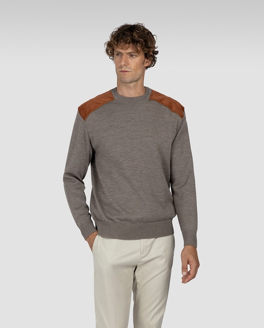 Imagem 0 de Camisola de Malha Tamanhos Grandes com Gola Redonda e Contrastes nos Ombros em Bombazina