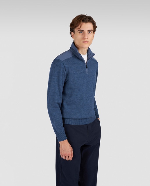 Imagem 0 de Camisola de Malha de Meio Fecho de Correr com Contrastes nos Ombros Tamanhos Grandes