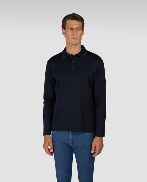 Imagen 0 de Polo de hombre manga larga con contrastes cuello tallas grandes