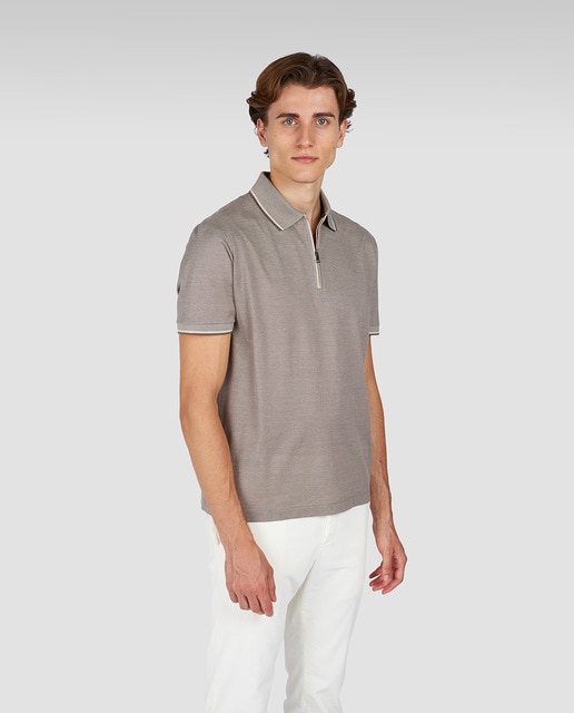 Imagen 0 de Polo de hombre manga corta media cremallera contrastes vivos en cuello y mangas tallas grandes