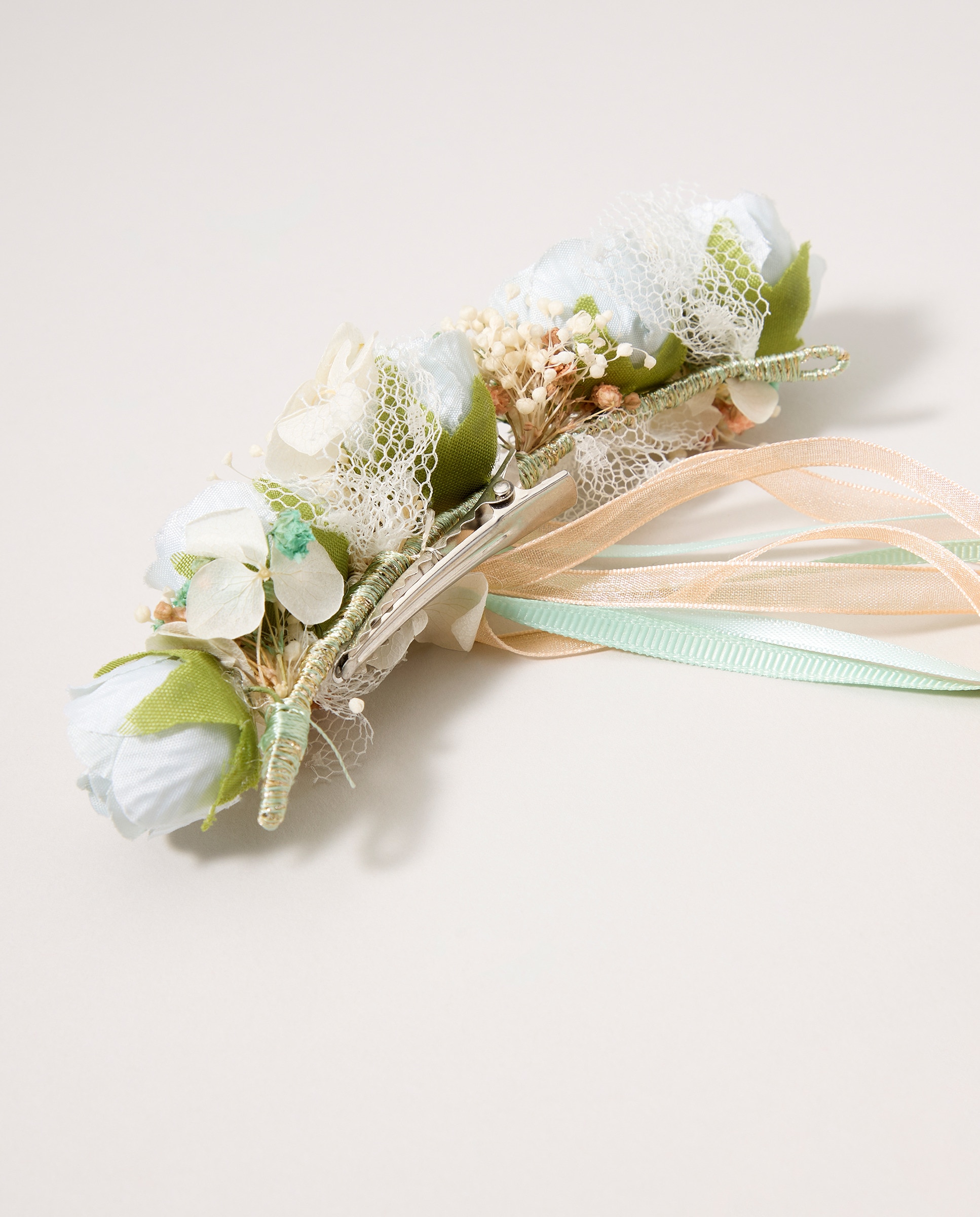 Alfinete com Botões de Flores 582 Verde Água-2