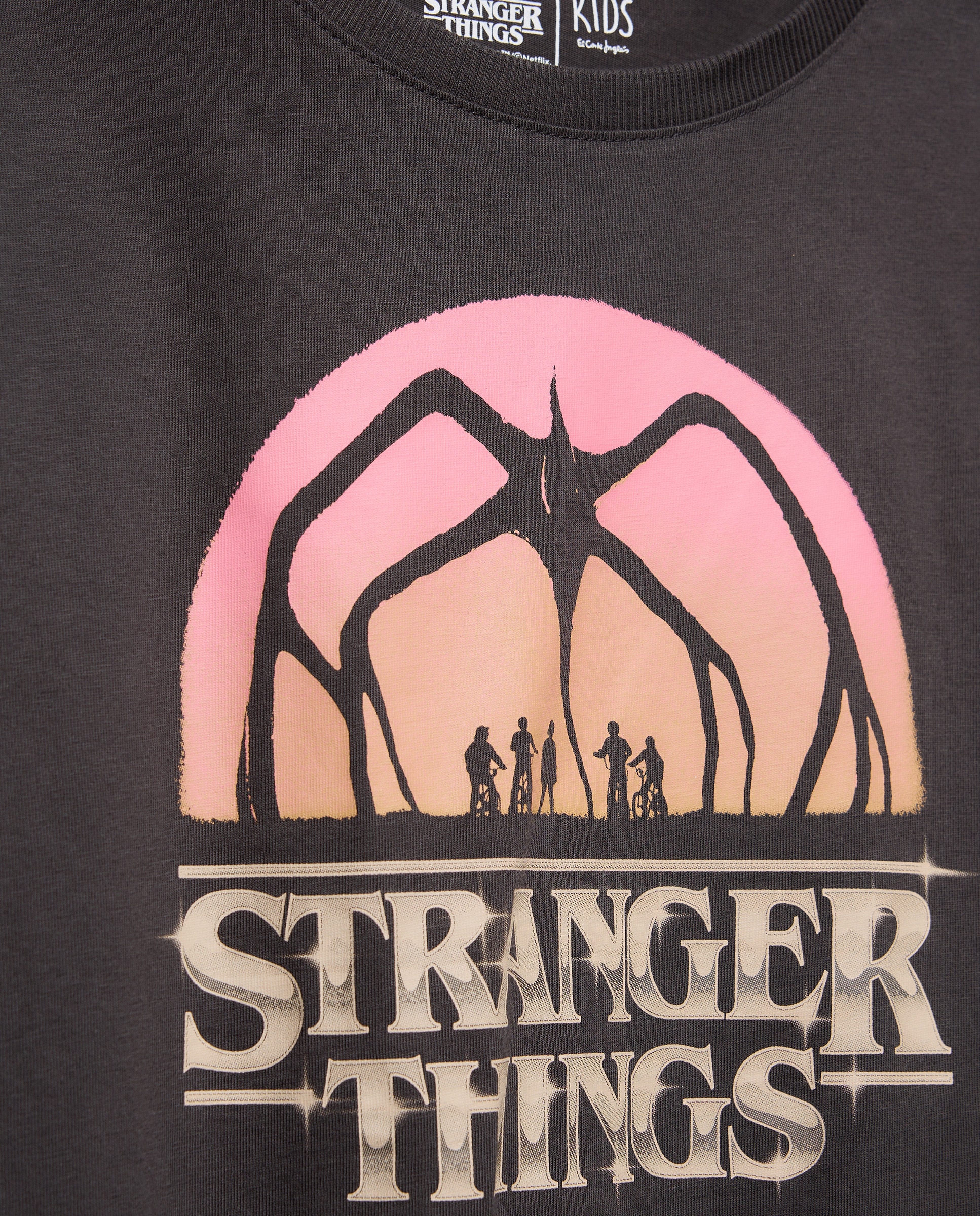 T-shirt de Manga Curta Stranger Things Cinzento-5