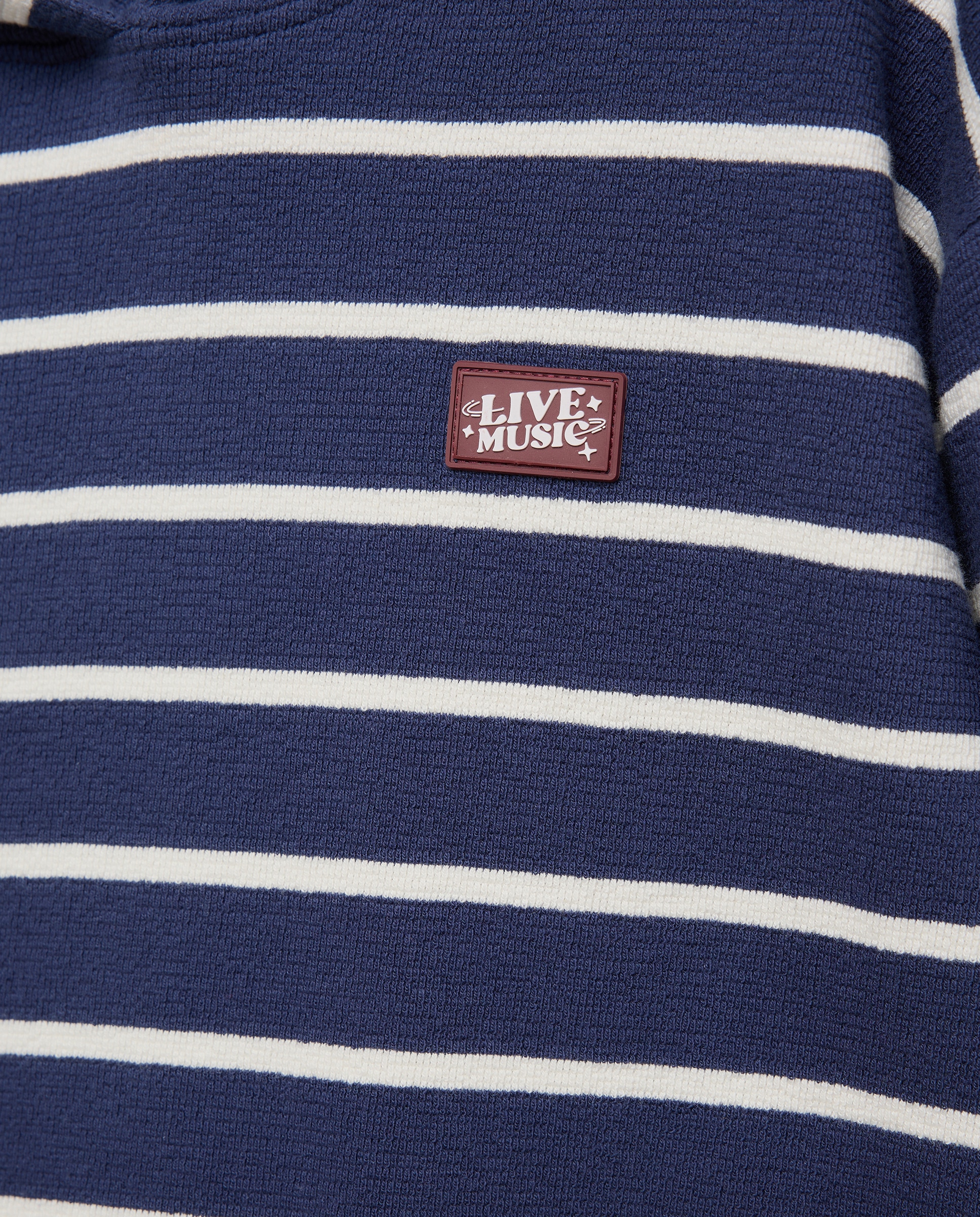 Sweatshirt Fechada às Riscas com Capuz Branco-5