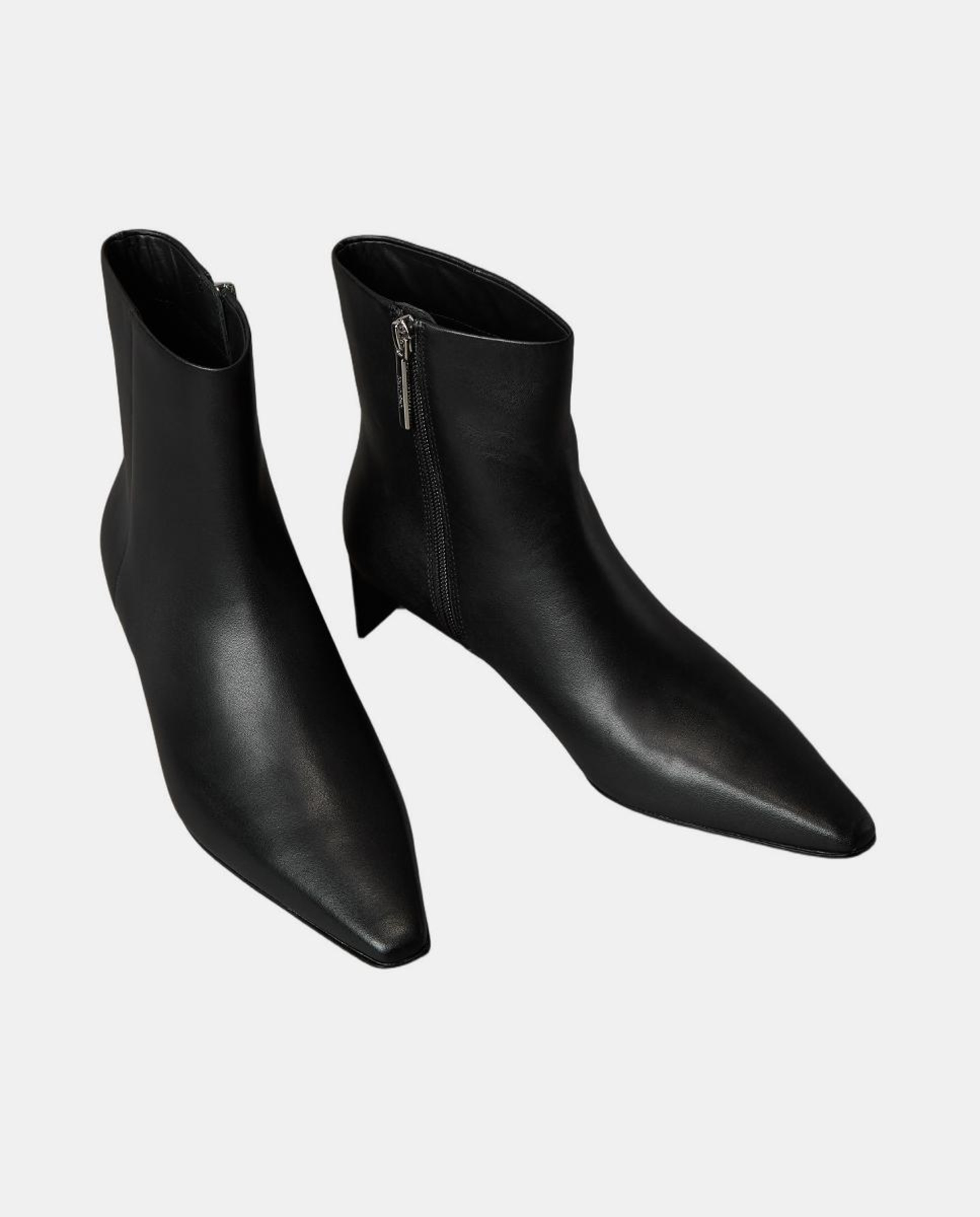 Botins em Pele com Salto Baixo Preto-2