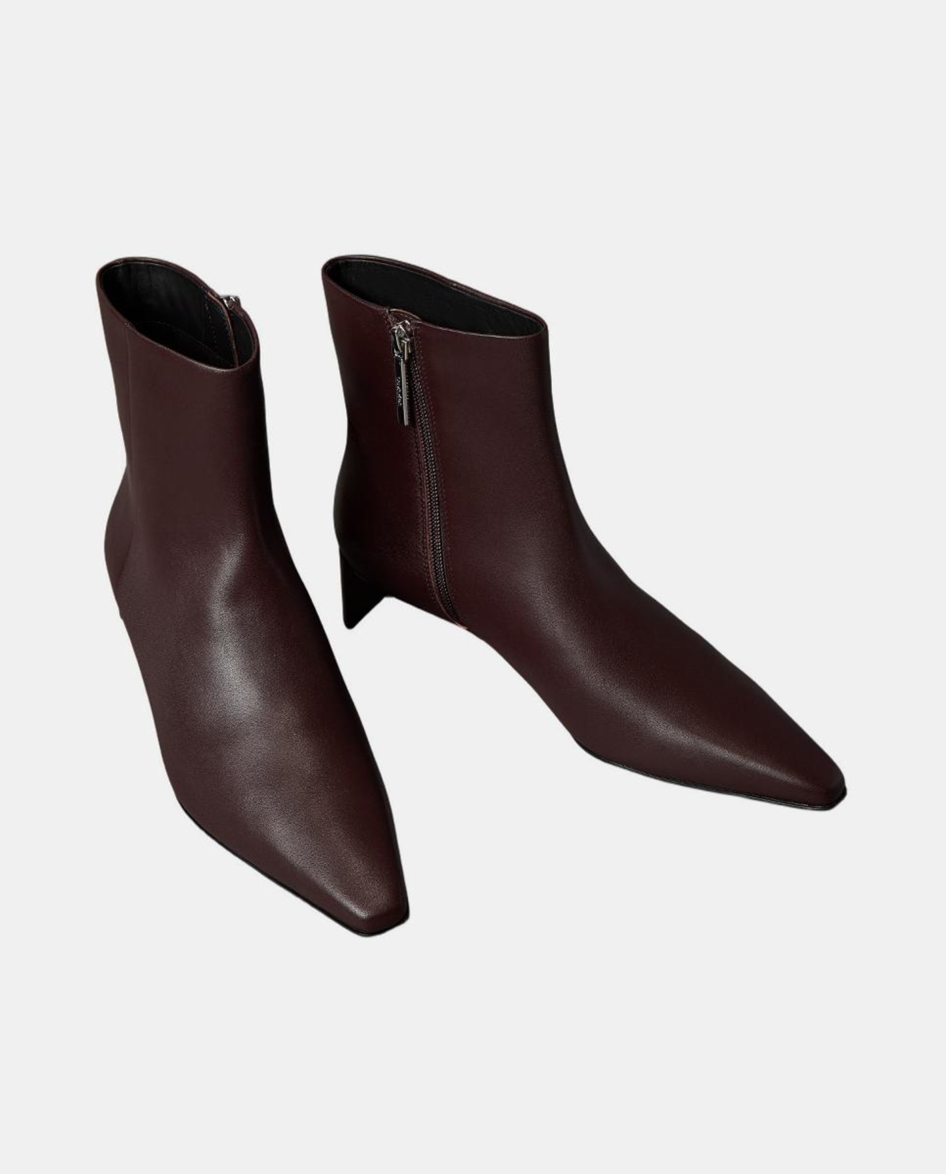 Botins em Pele com Salto Baixo Vermelho/Grená-2