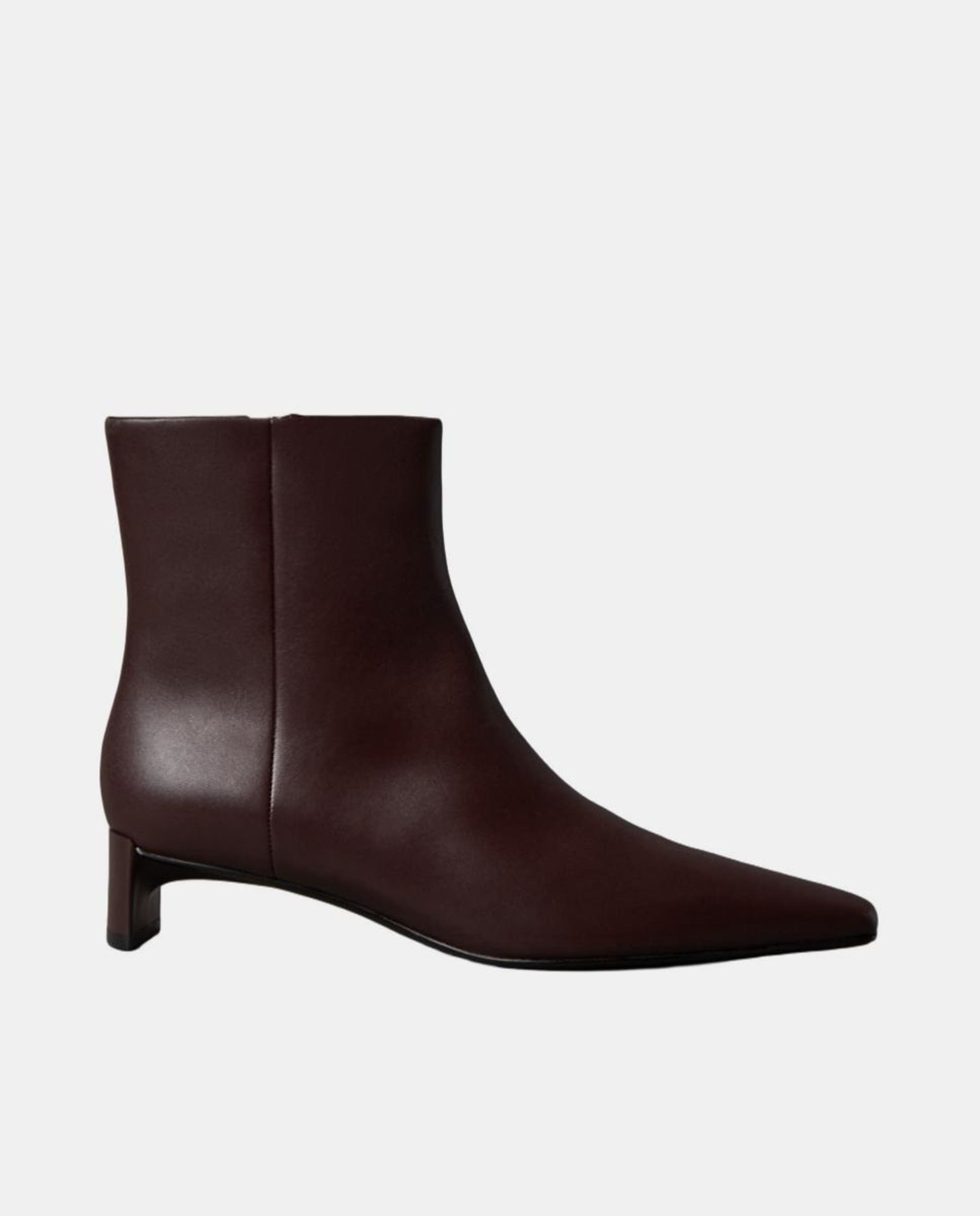 Botins em Pele com Salto Baixo Vermelho/Grená-1