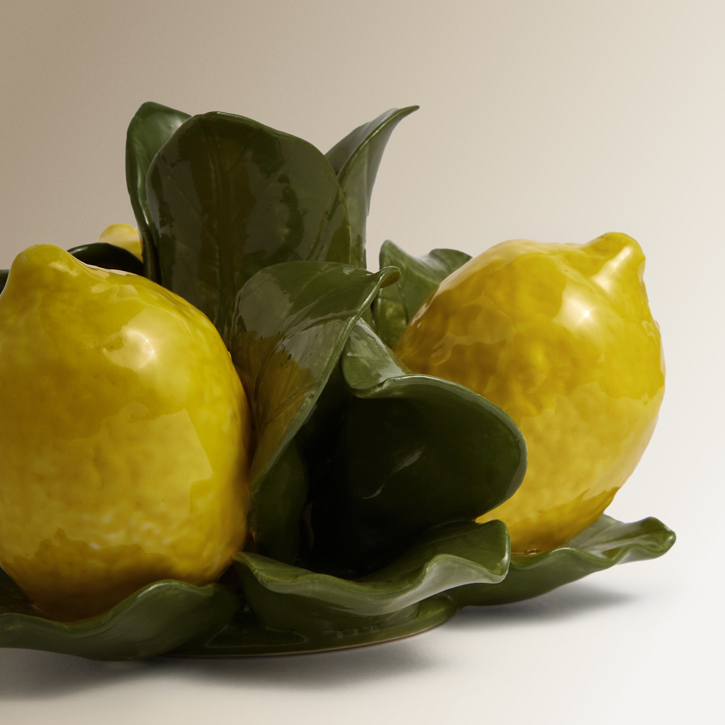 Candelabro Pintado à Mão Limões de Porcelana Amarelo-4