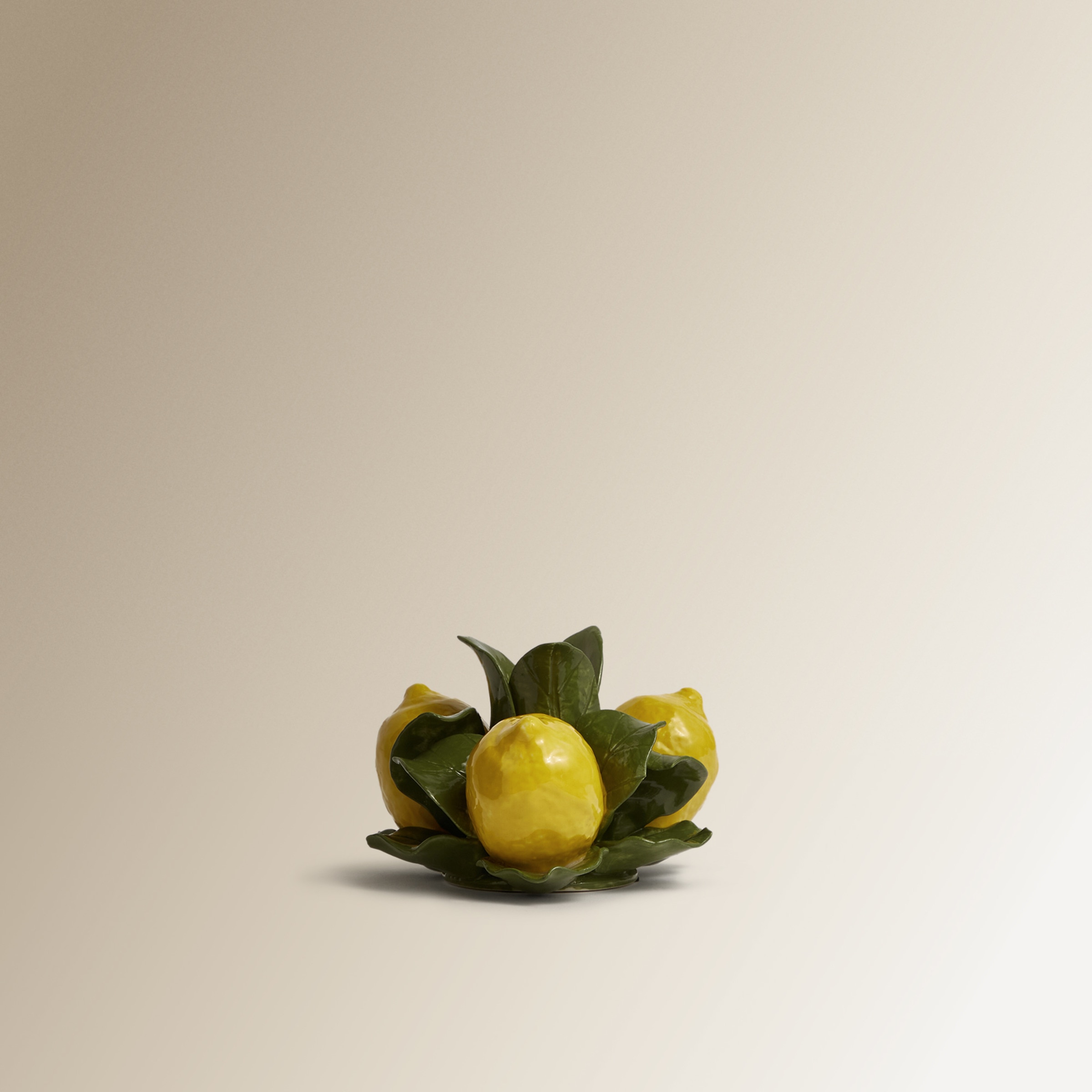 Candelabro Pintado à Mão Limões de Porcelana Amarelo-3