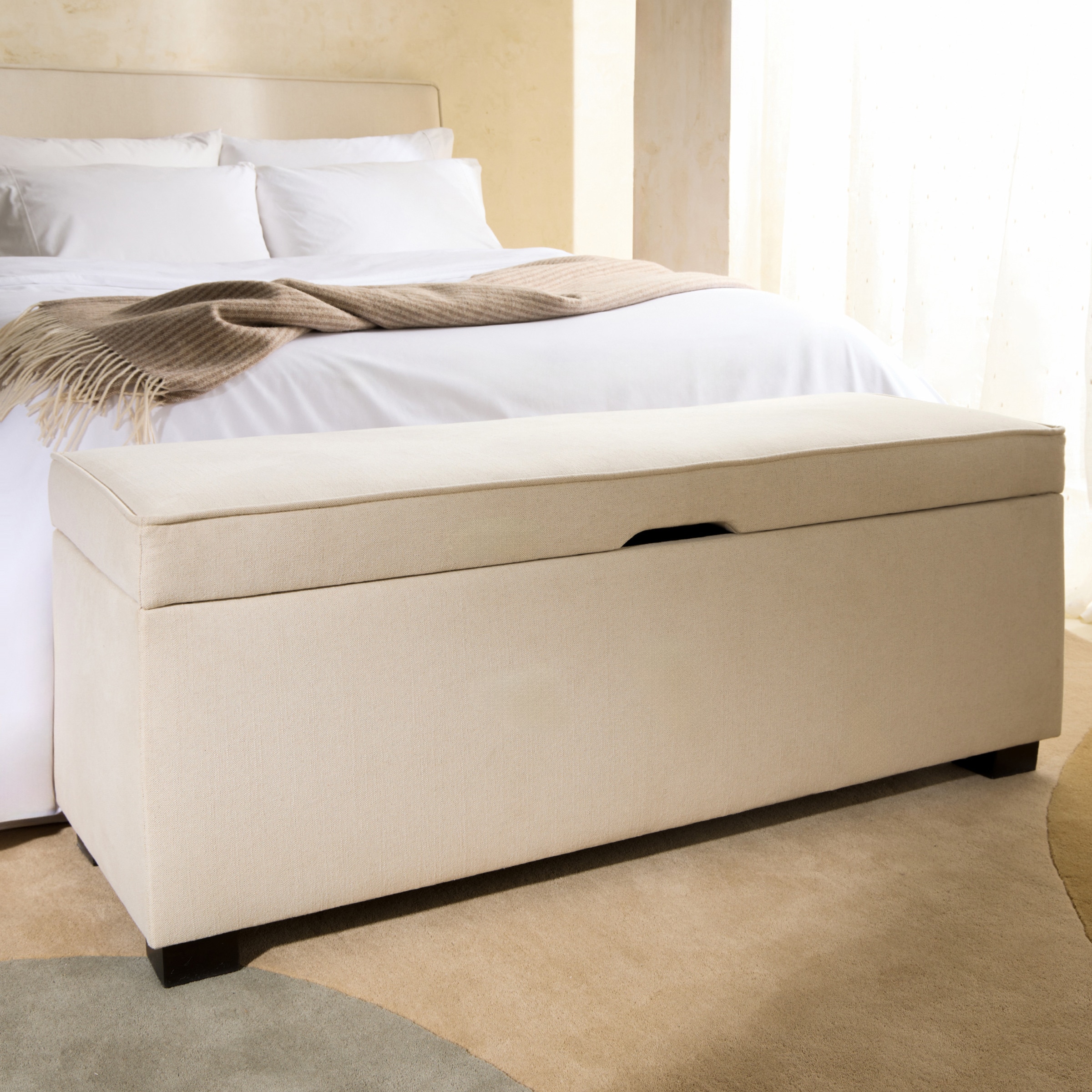 Banco Estofado com Armazenamento Byron Bege-1