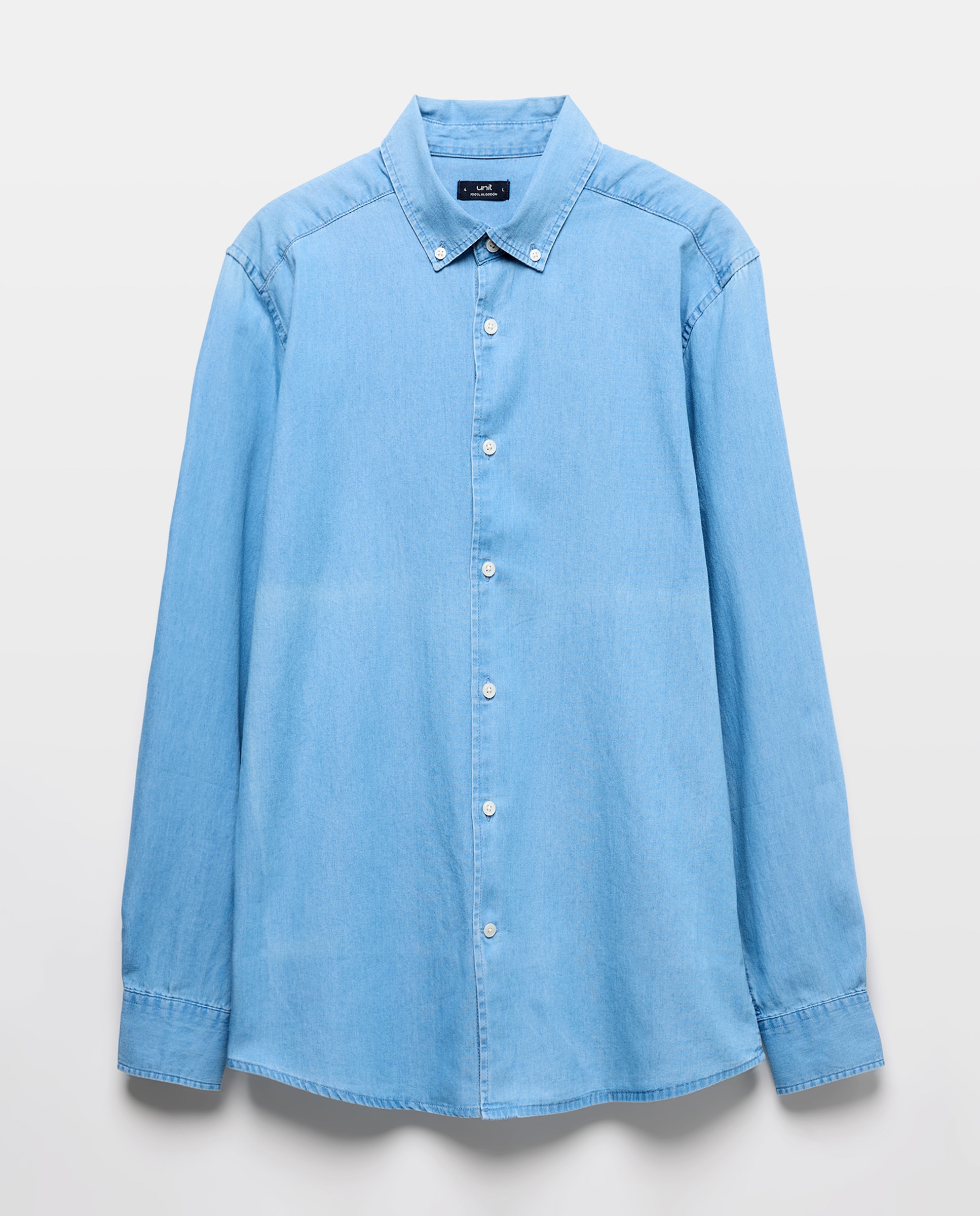 Camisa sport hombre denim regular fit Cerúleo-4