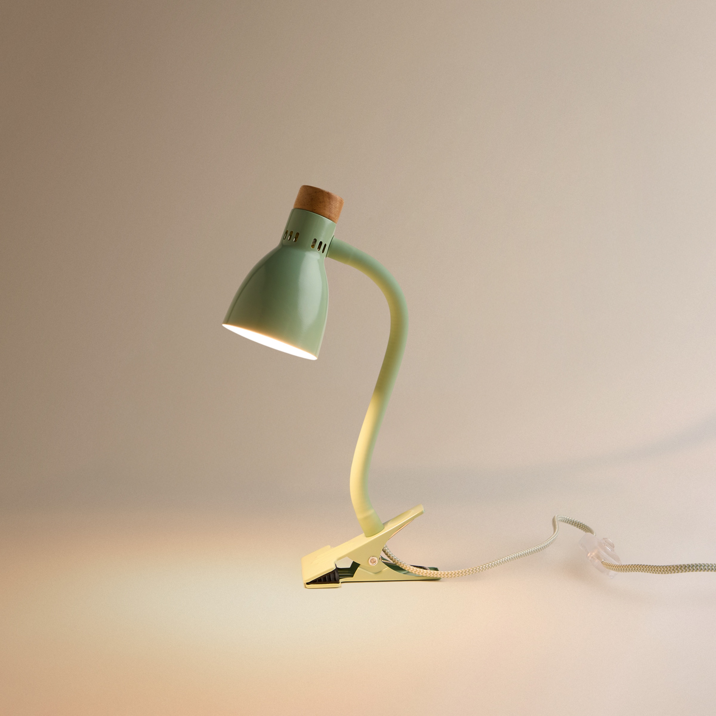 Candeeiro de Secretária com LED Integrado e Base de Pinça Clip Mini Home Verde-3