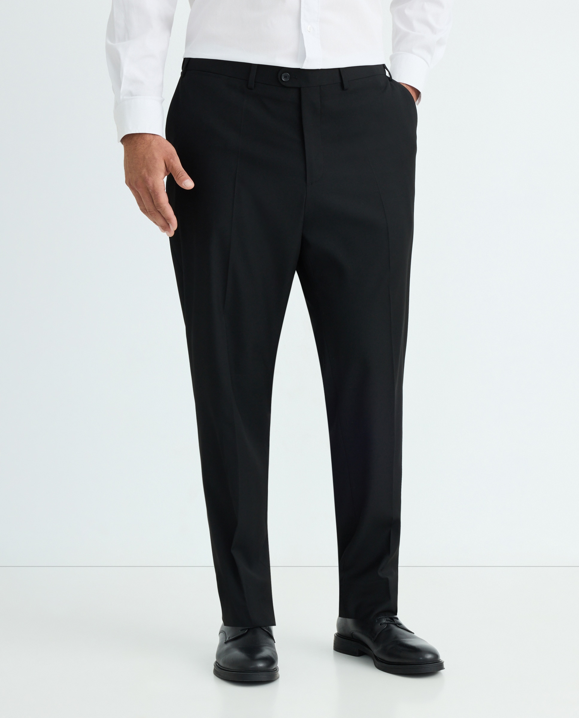 Calças Formais Regular com Cintura Extensível Preto-2