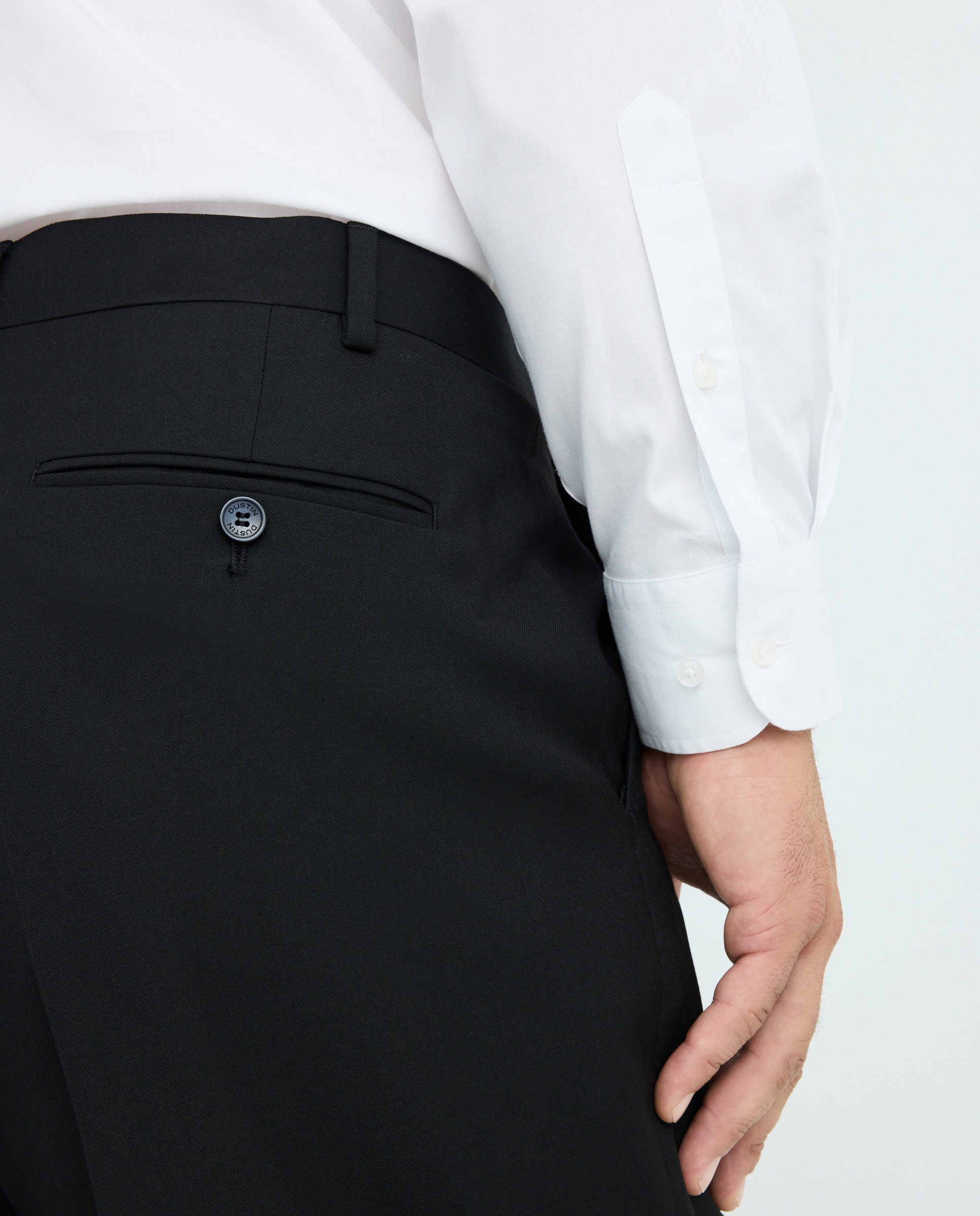 Calças Formais Regular com Cintura Extensível Preto-4