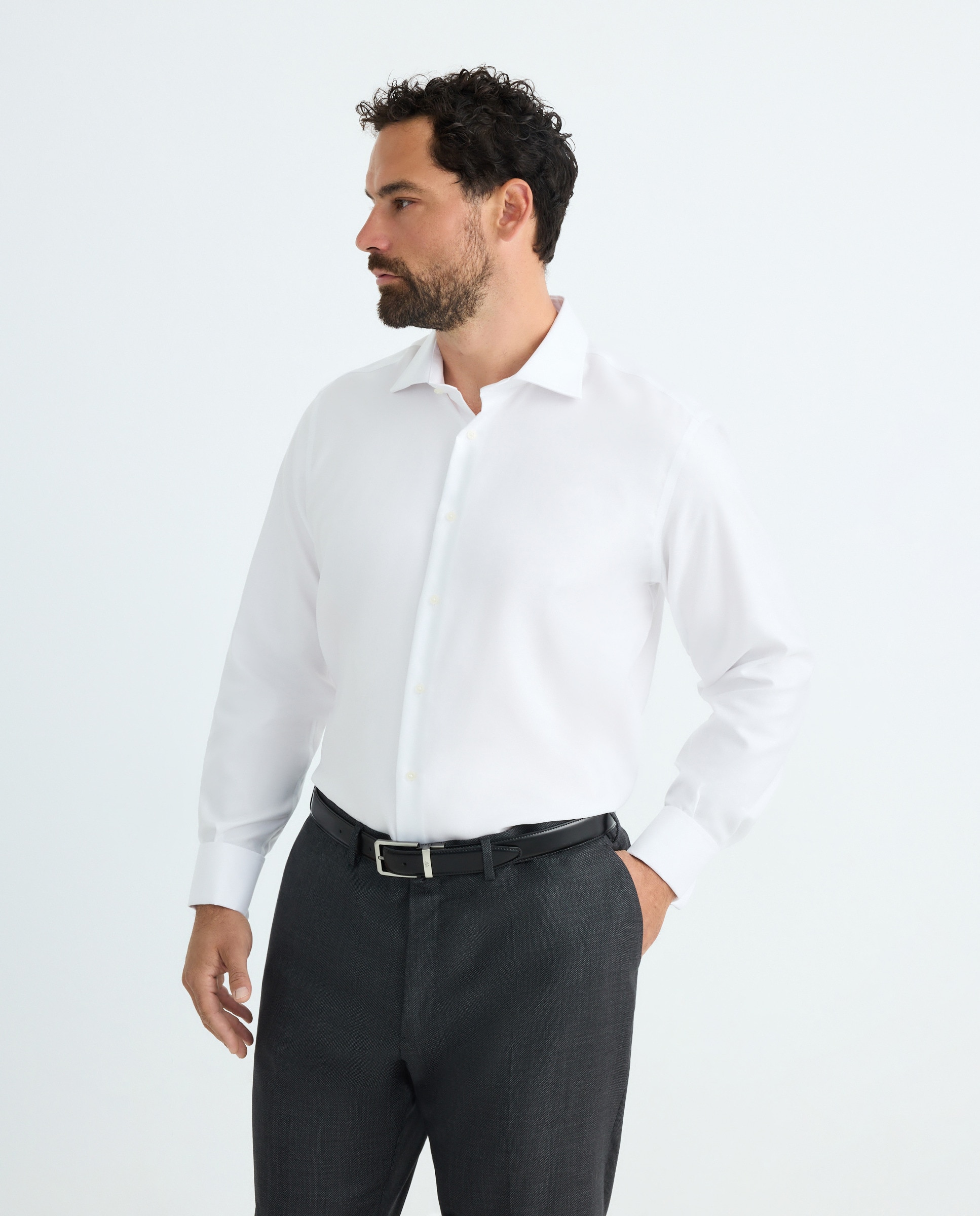 Camisa Clássica Non Iron com Manga Comprida Tamanhos Grandes Branco-1