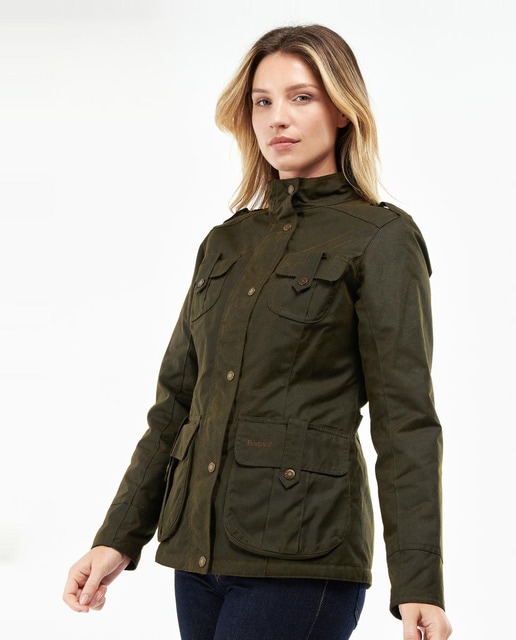 Chaqueta estilo encerado de cuatro bolsillos con charreteras