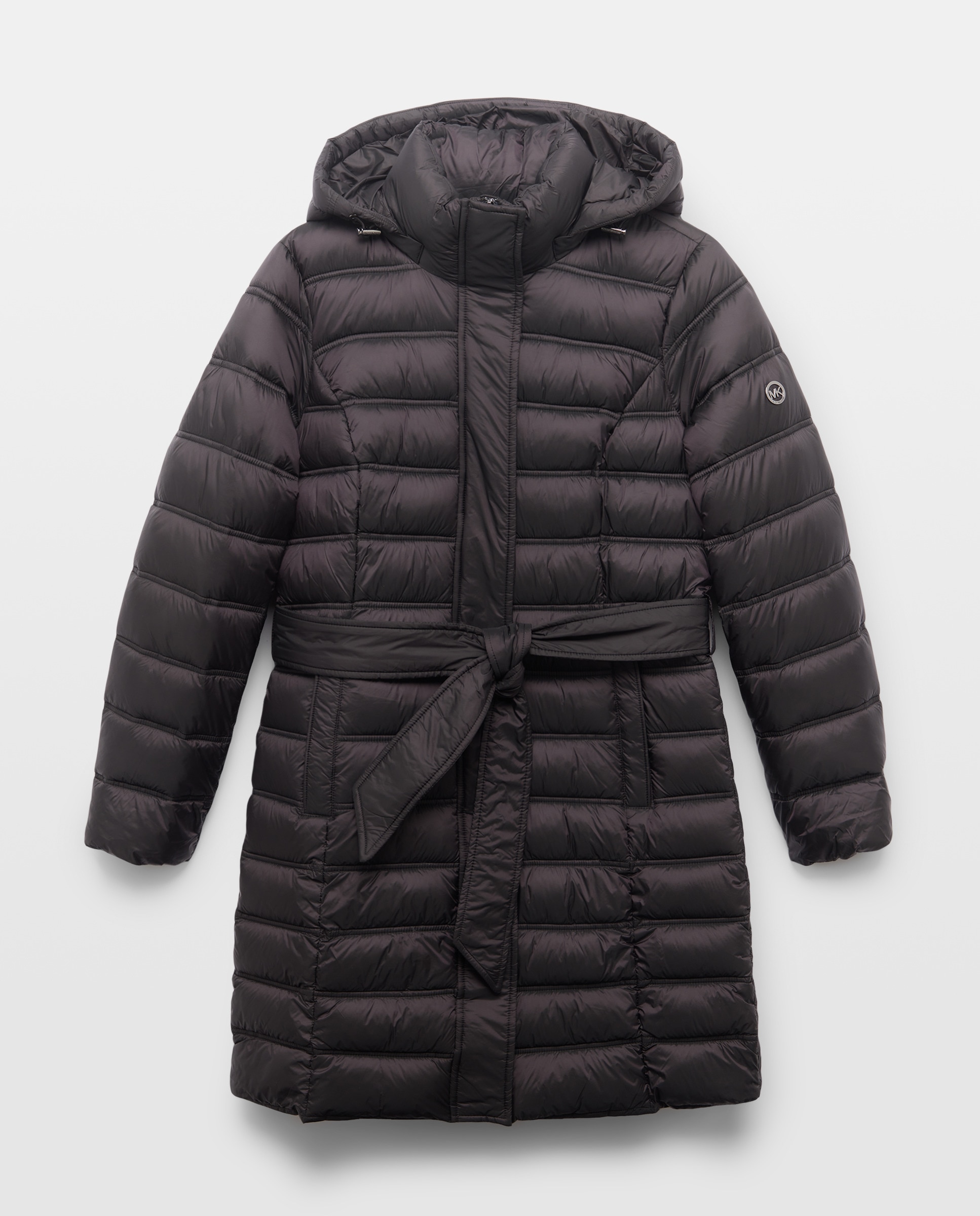 Blusão Acolchoado Comprido com Capuz Preto-5