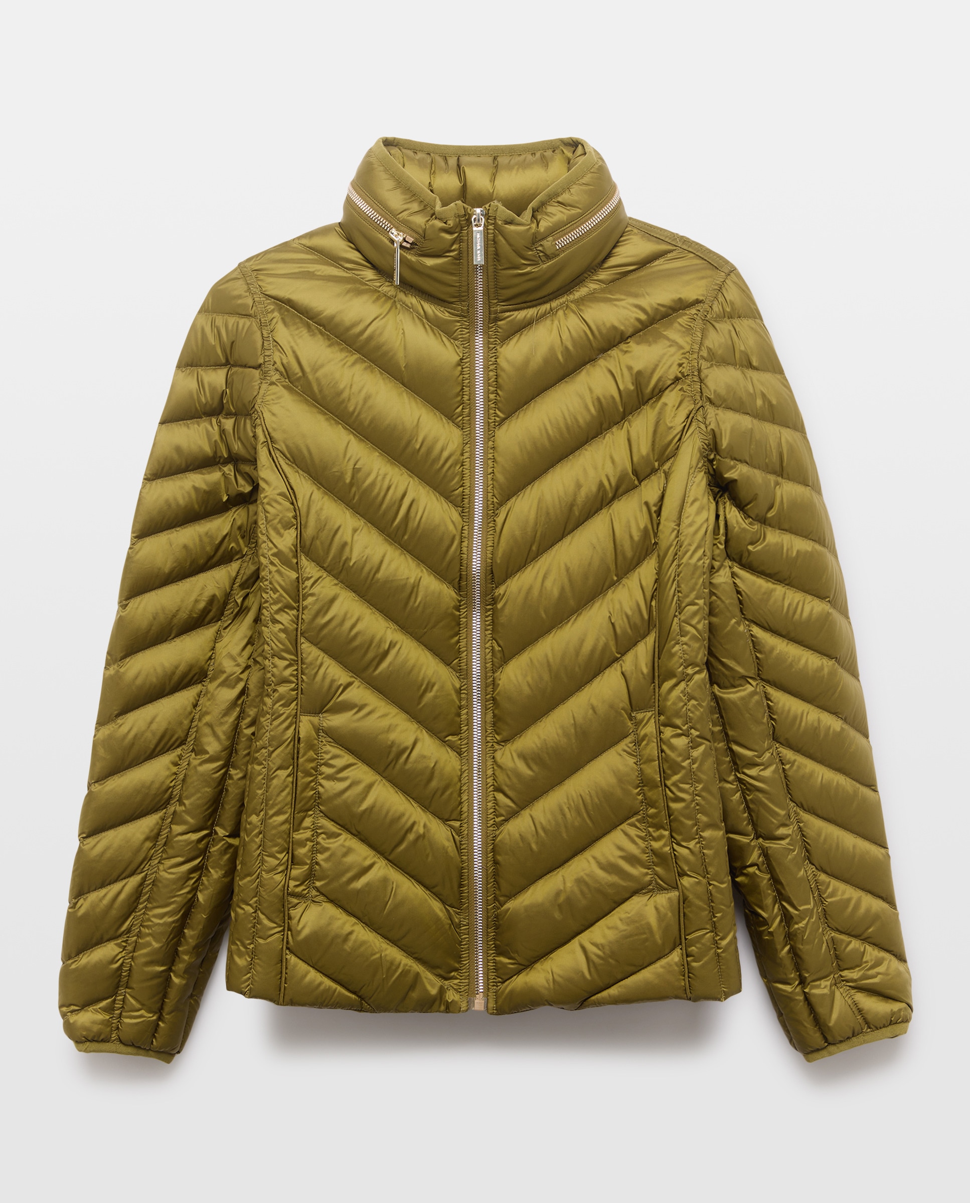 Blusão acolchoado de mulher Michael Michael Kors com capuz e fecho de correr Verde-1