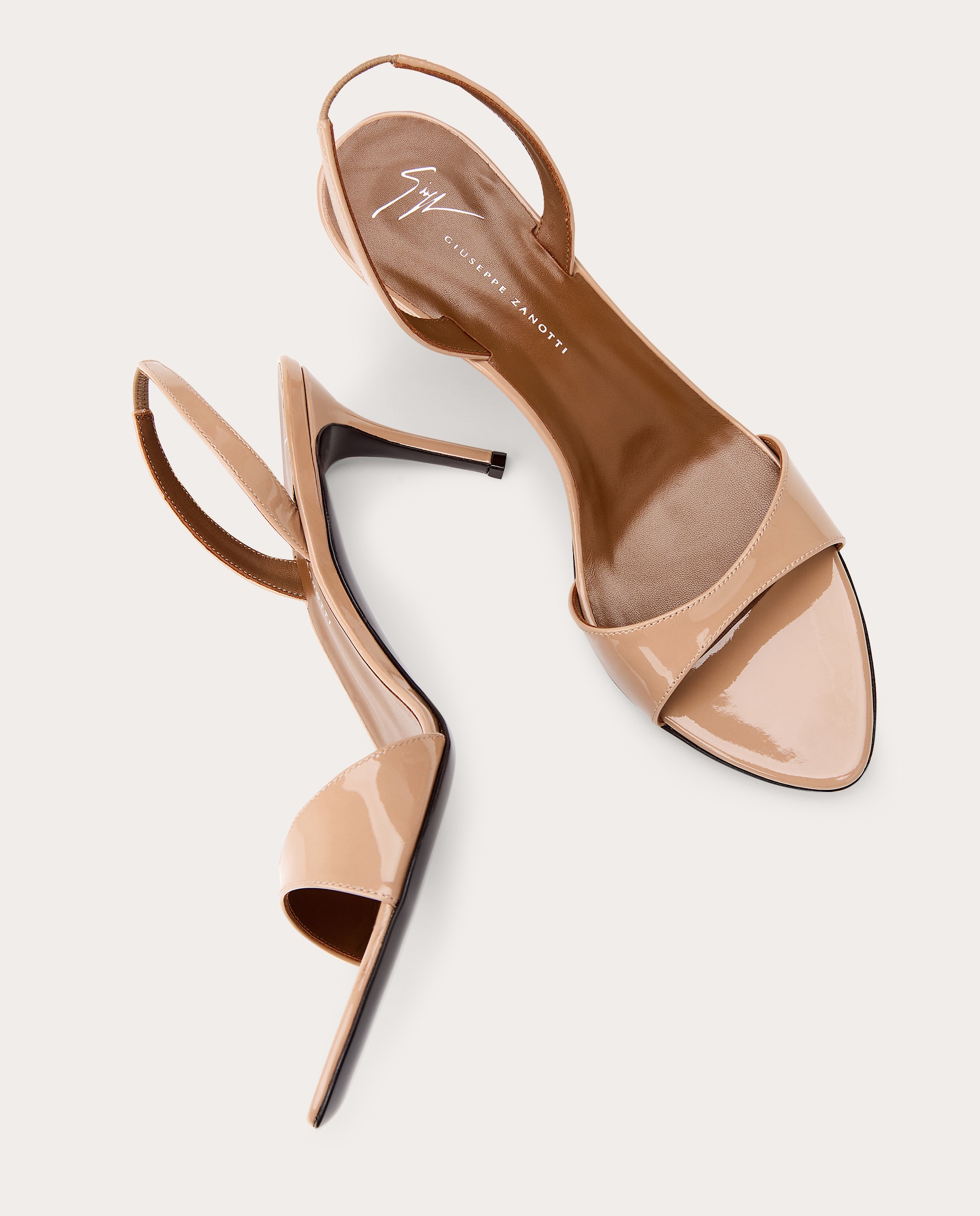 Sandalias de tacón de charol - Beige Beige-6