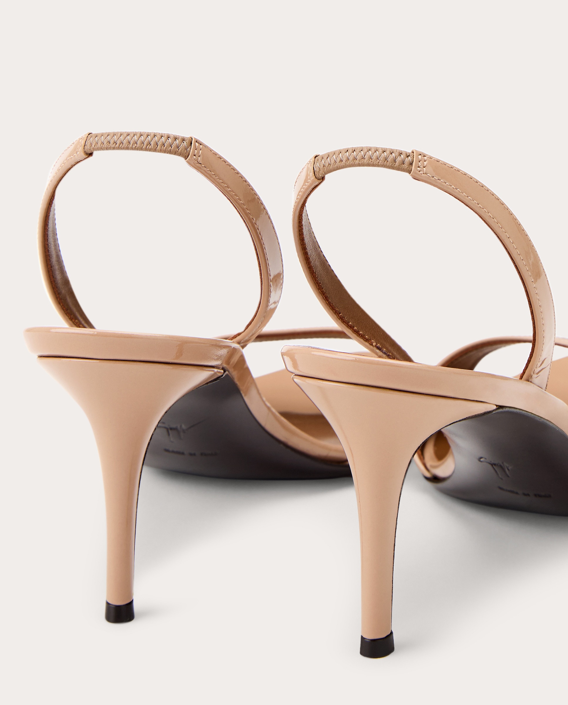 Sandalias de tacón de charol - Beige Beige-3